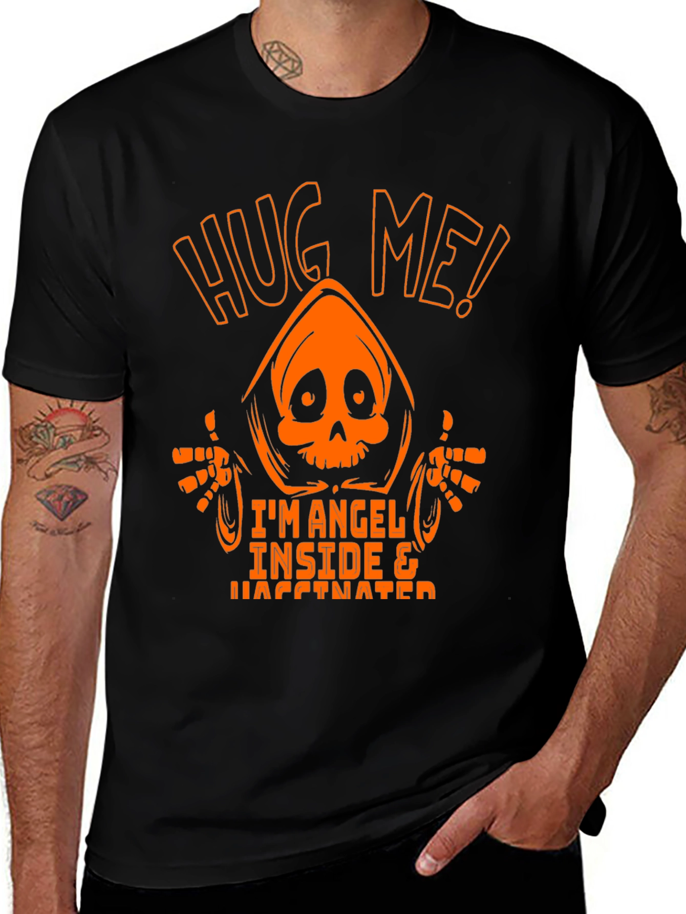 Hug Me! Im Angel Inside & Vaccinated Graphic Tee