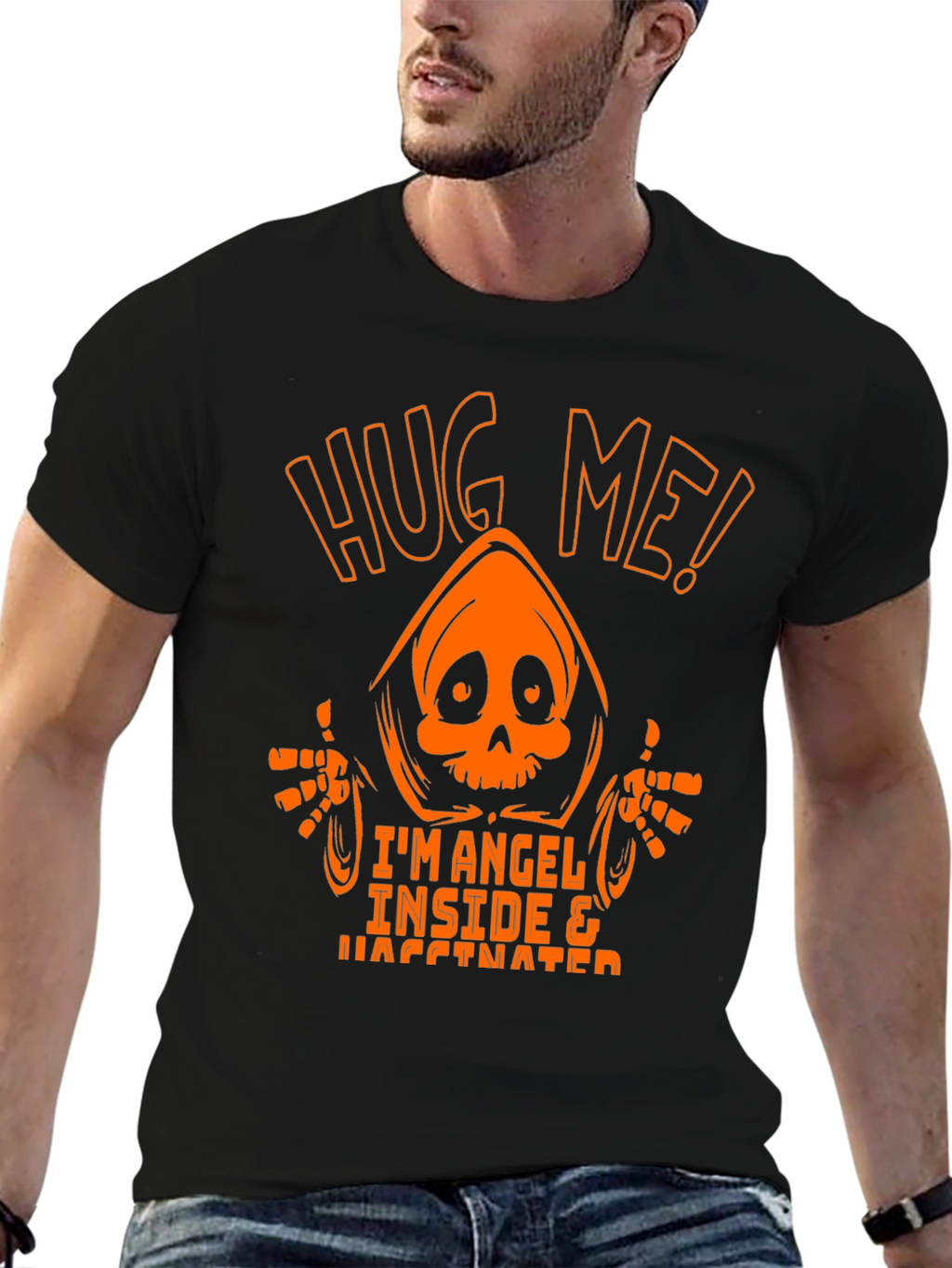 Hug Me! Im Angel Inside & Vaccinated Graphic Tee