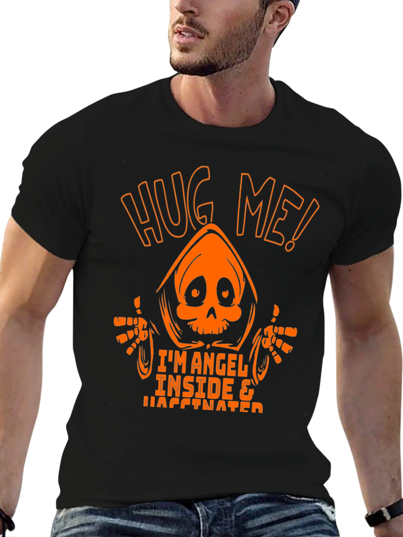 Hug Me! Im Angel Inside & Vaccinated Graphic Tee