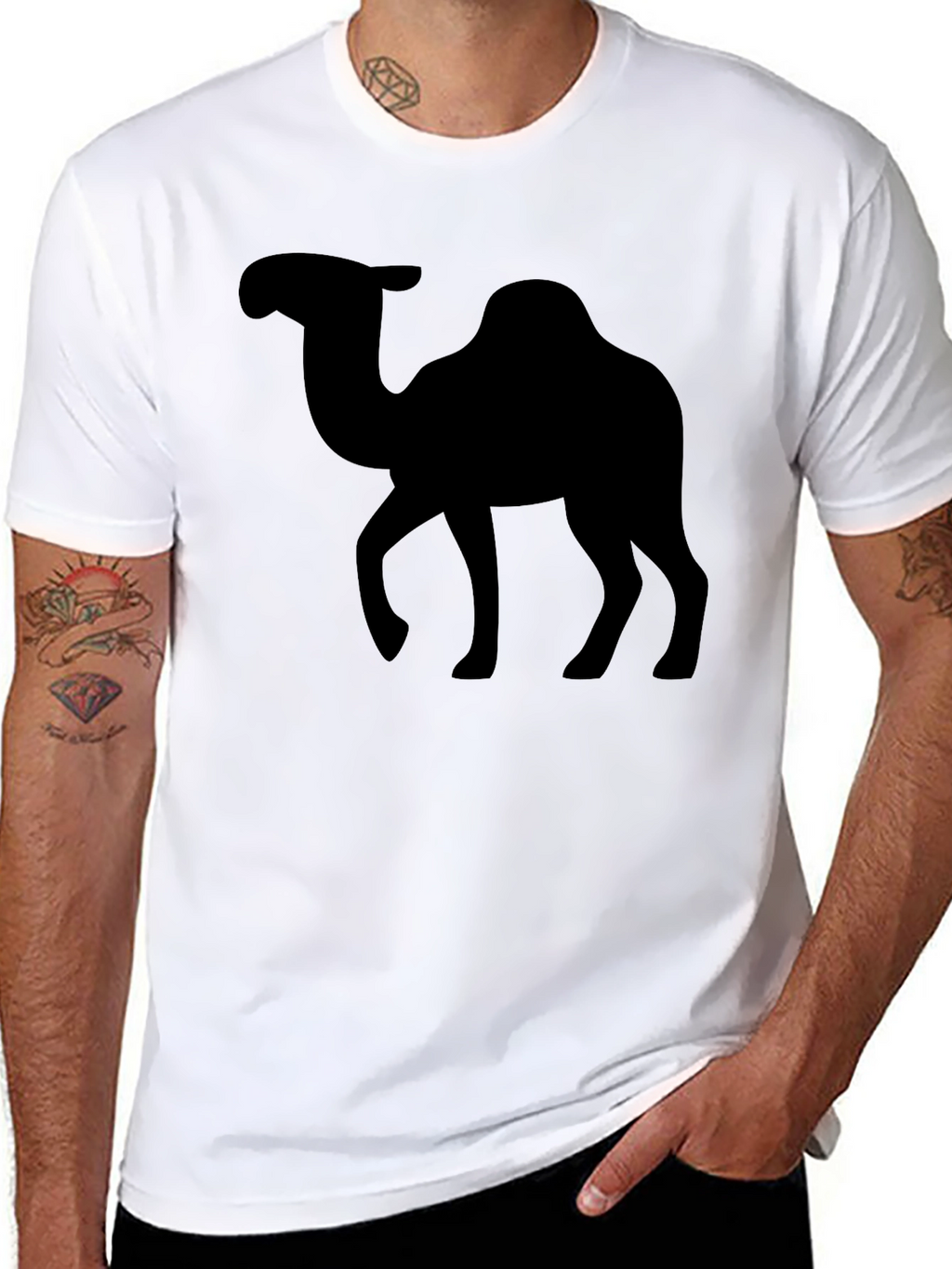 Camel Silhouette Graphic Tee - Black Cotton Shirt