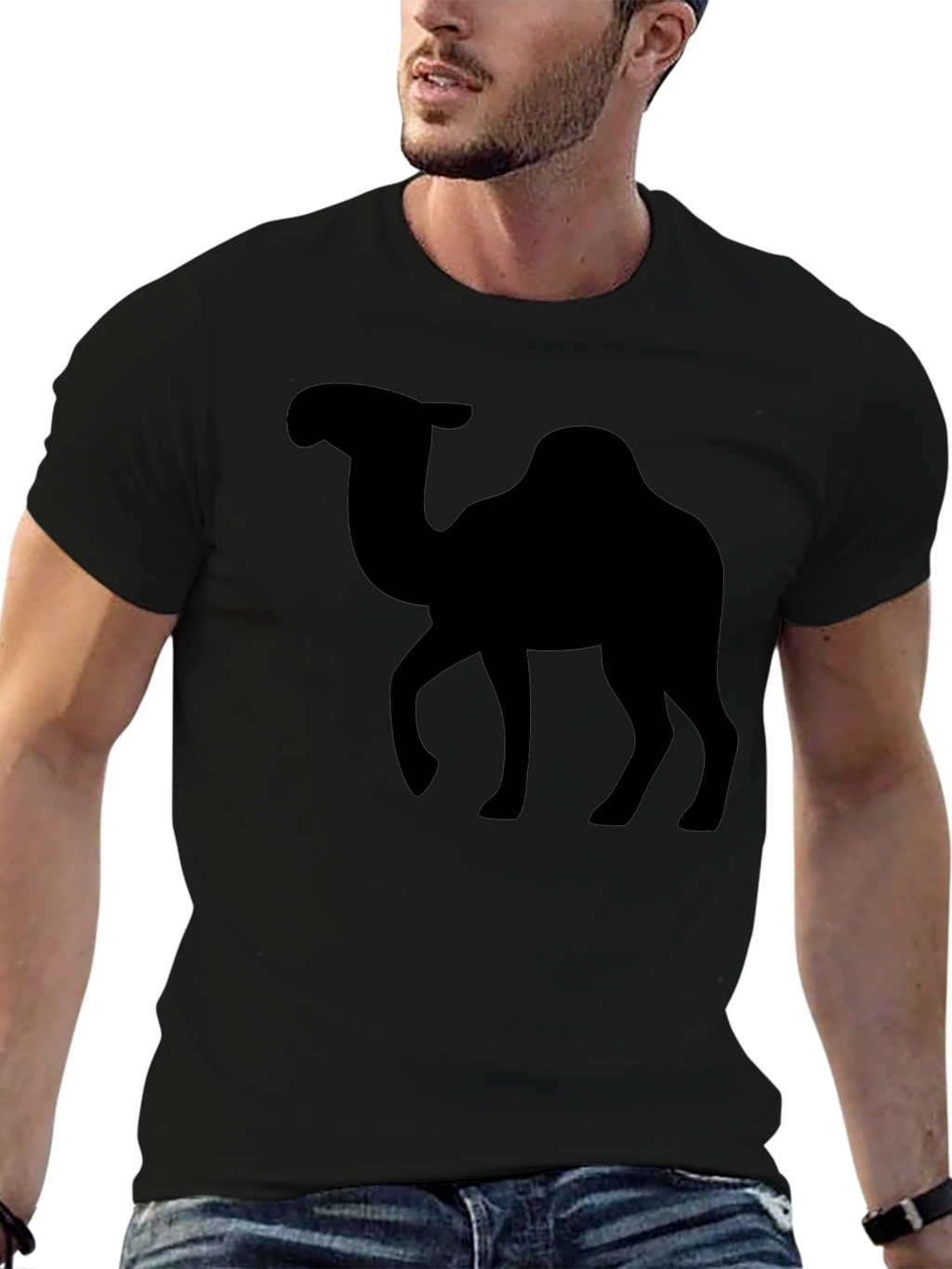 Camel Silhouette Graphic Tee - Black Cotton Shirt