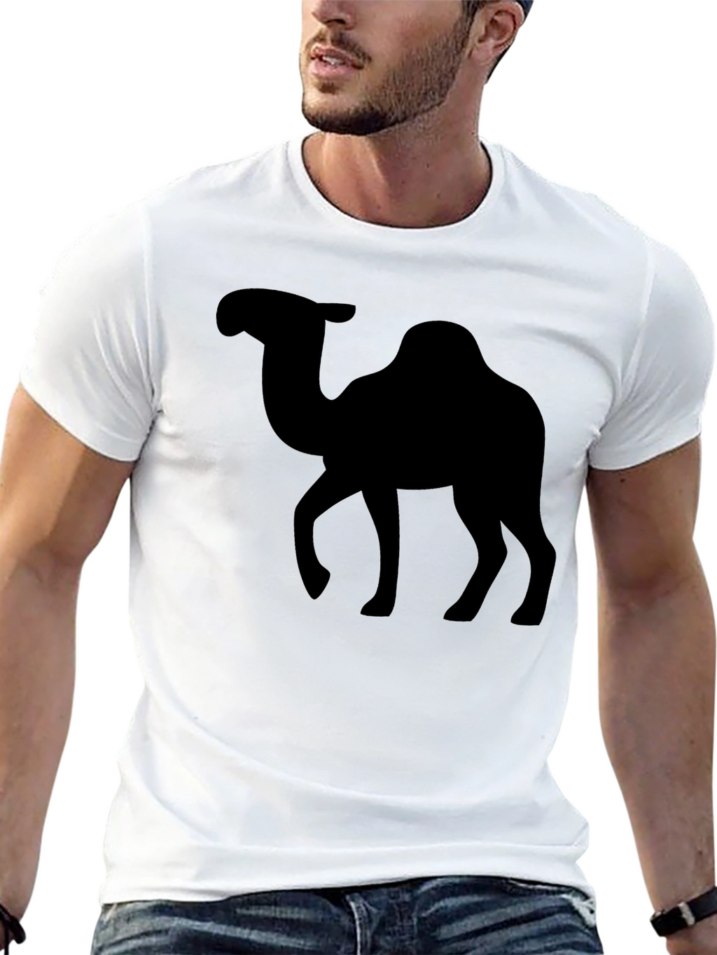 Camel Silhouette Graphic Tee - Black Cotton Shirt