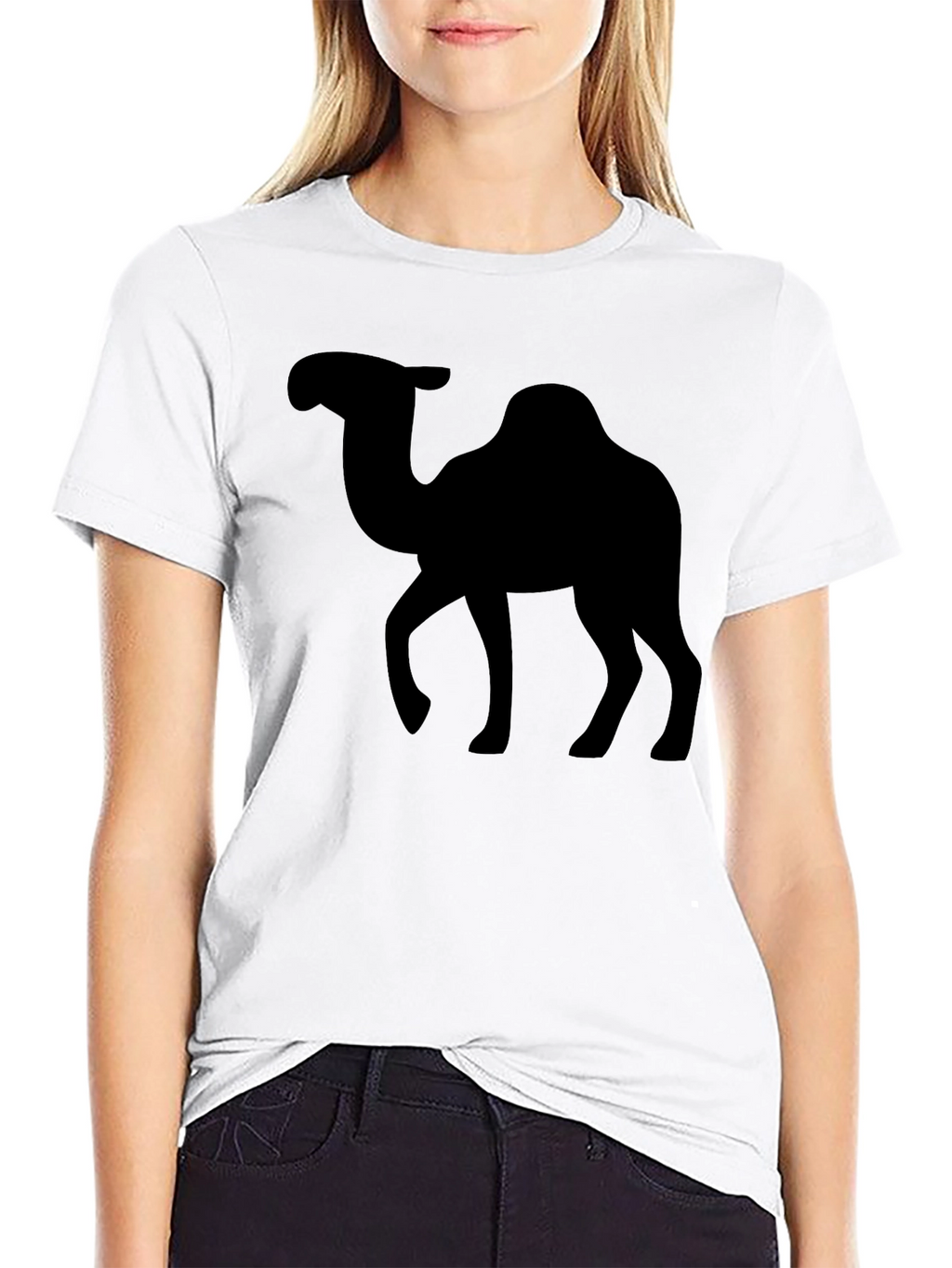 Camel Silhouette Graphic Tee - Black Cotton Shirt