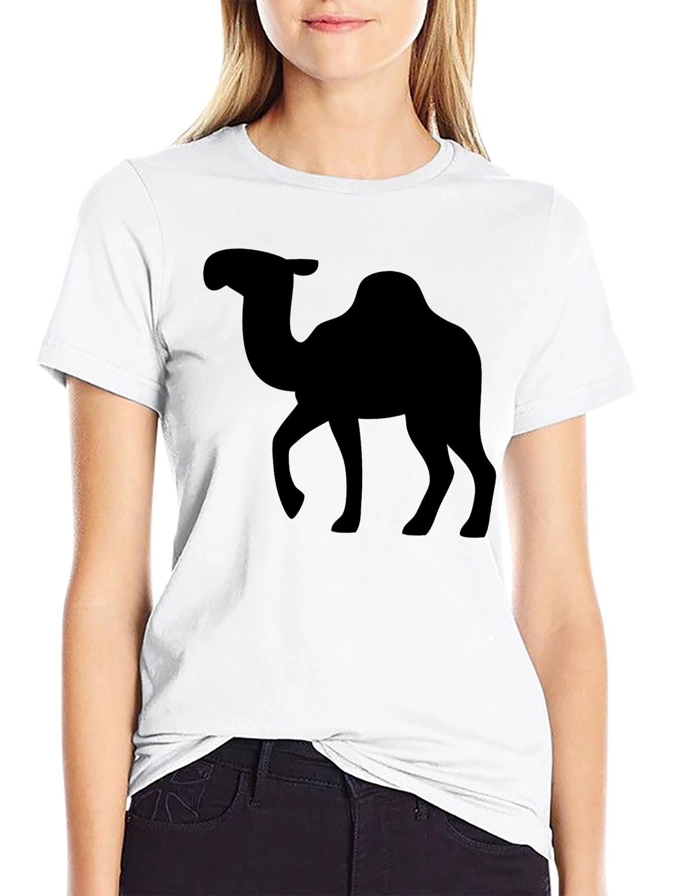 Camel Silhouette Graphic Tee - Black Cotton Shirt