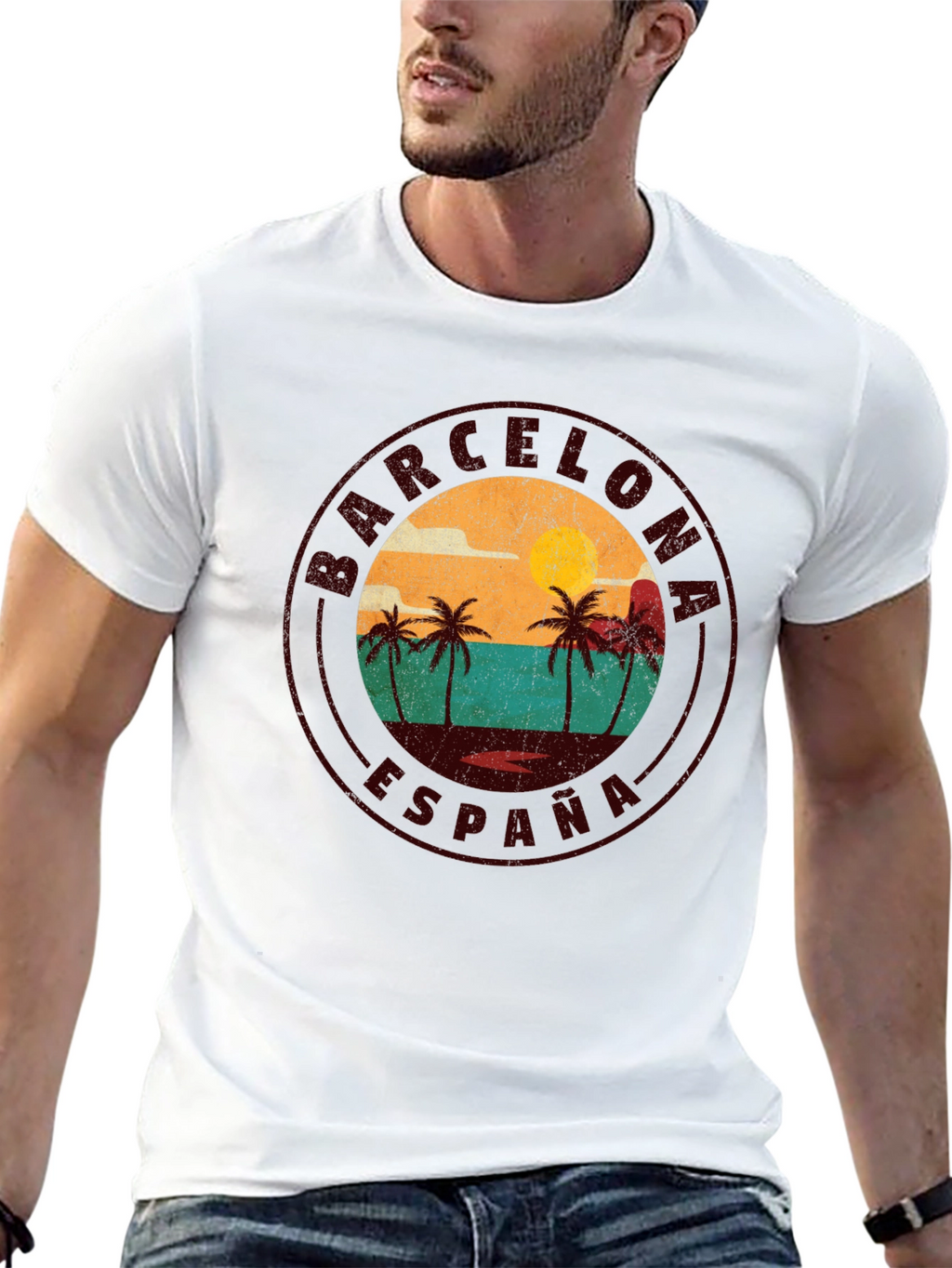 Barcelona España Graphic T-Shirt - Retro Beach Design