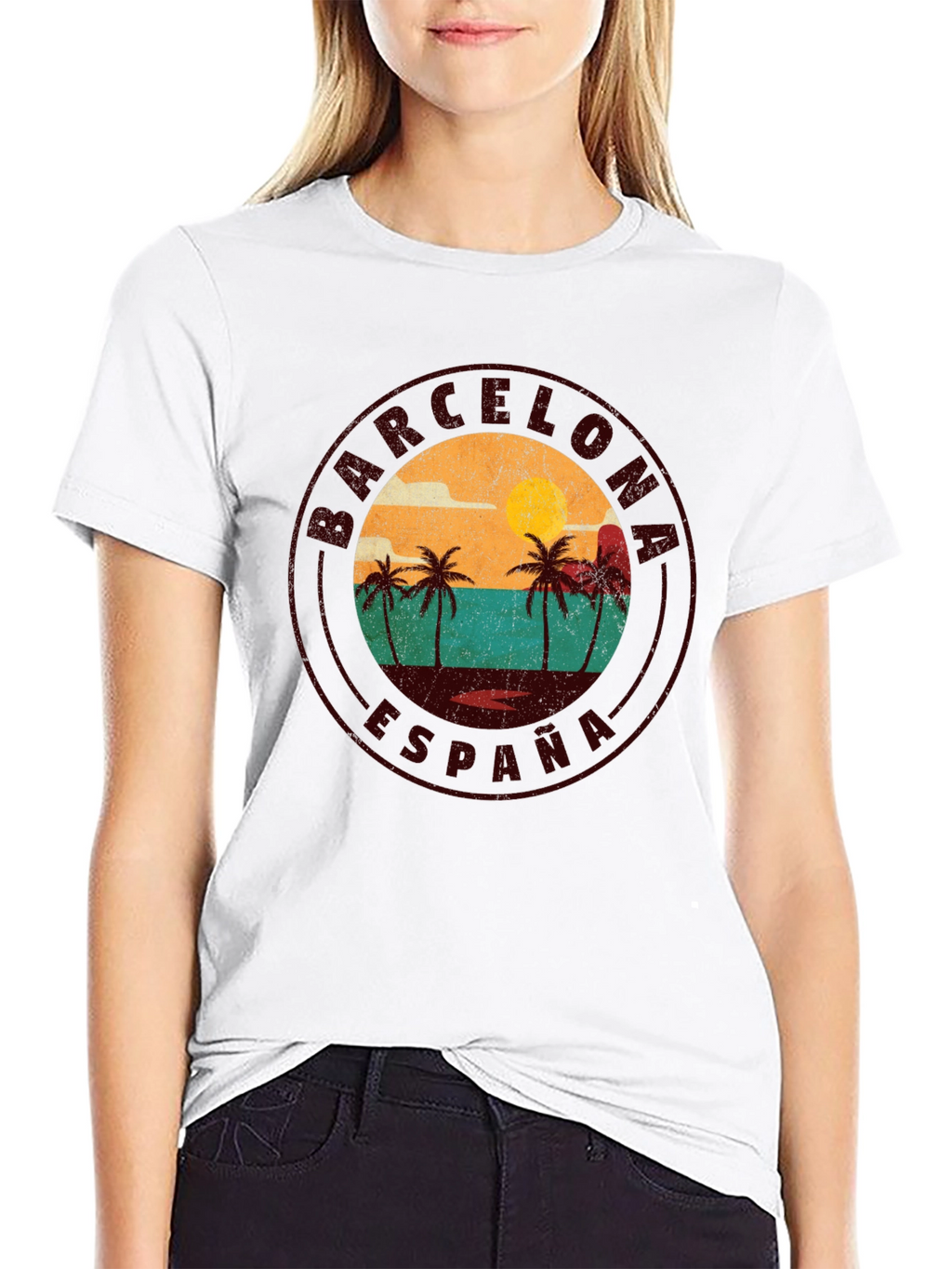 Barcelona España Graphic T-Shirt - Retro Beach Design