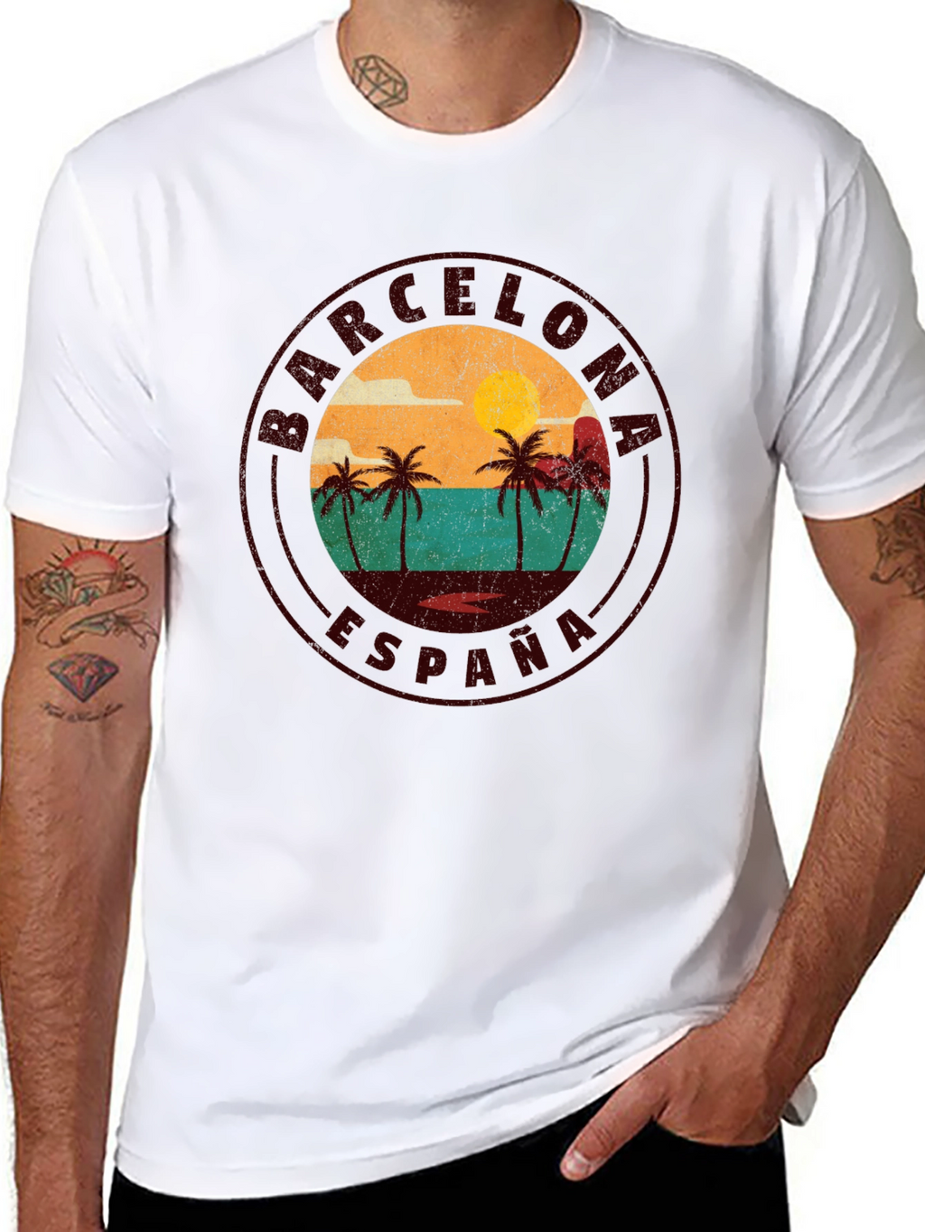 Barcelona España Graphic T-Shirt - Retro Beach Design