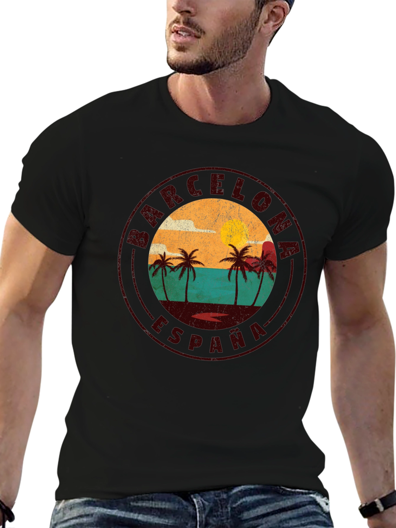 Barcelona España Graphic T-Shirt - Retro Beach Design