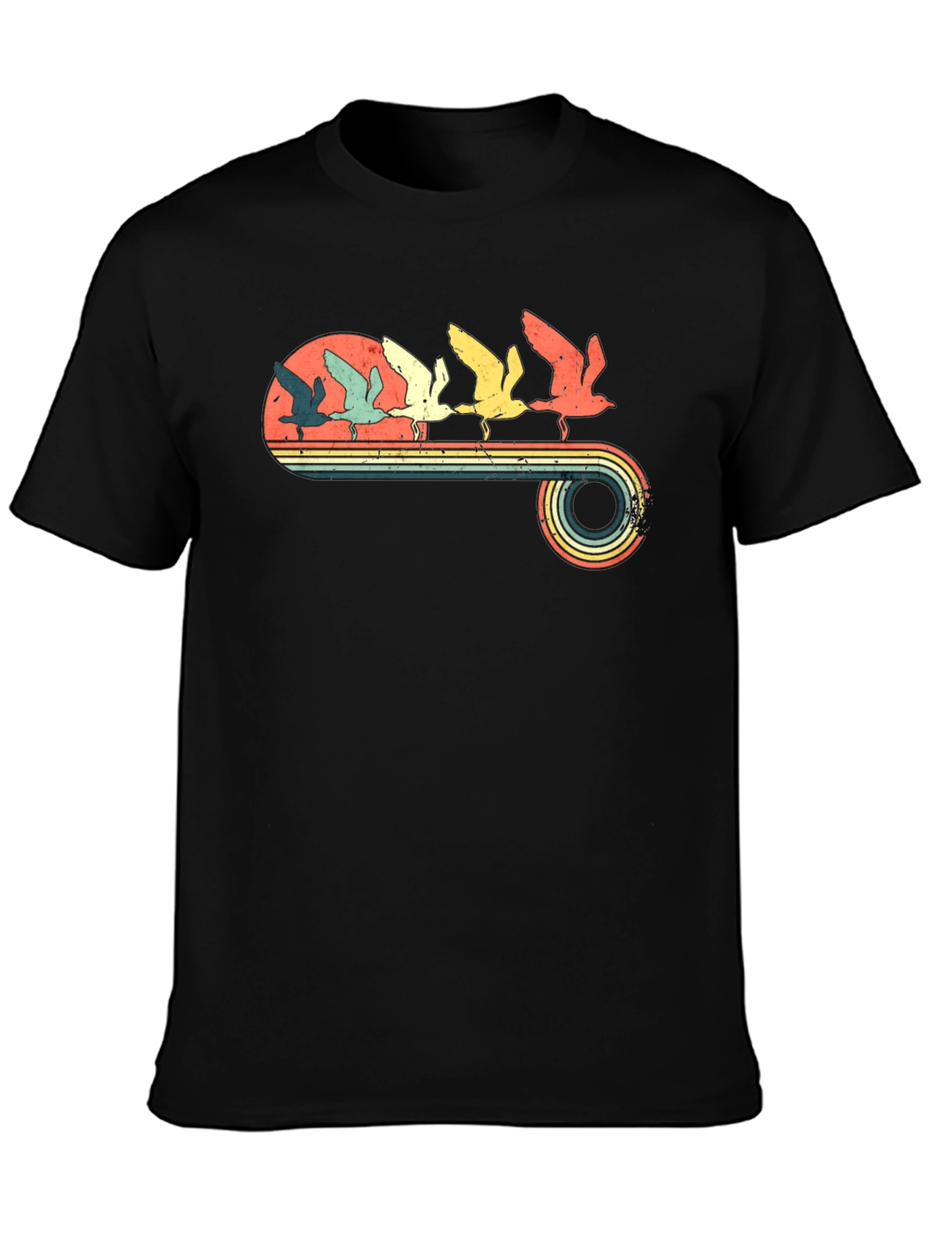 Retro Birds T-Shirt - Vintage Sunset Design