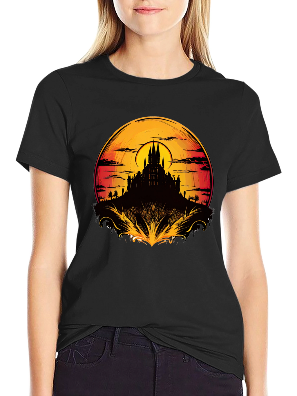 Medieval Castle Sunset Graphic Tee