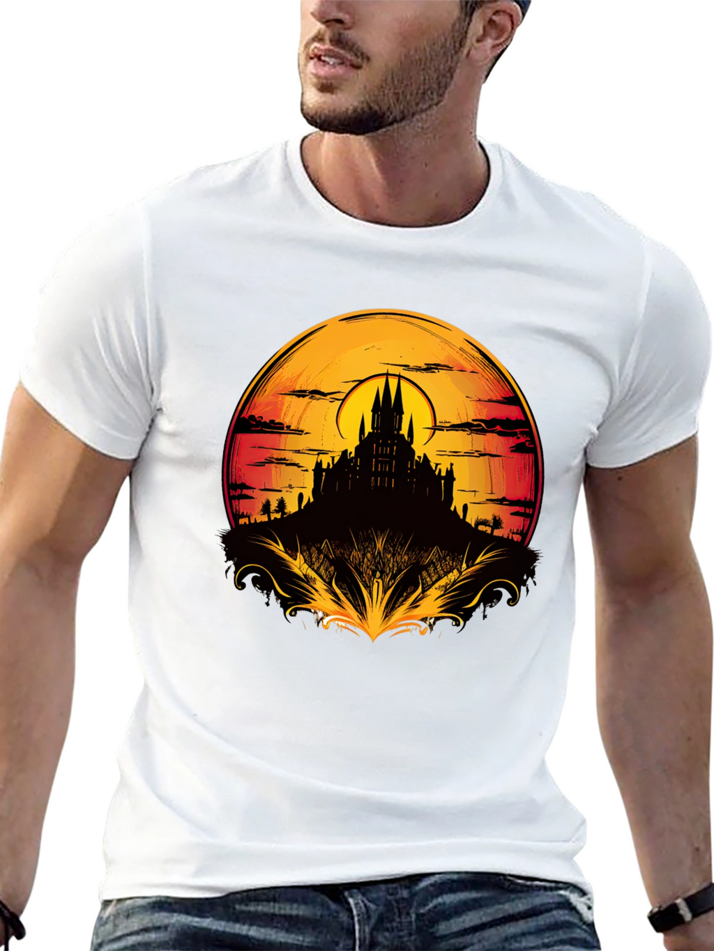 Medieval Castle Sunset Graphic Tee