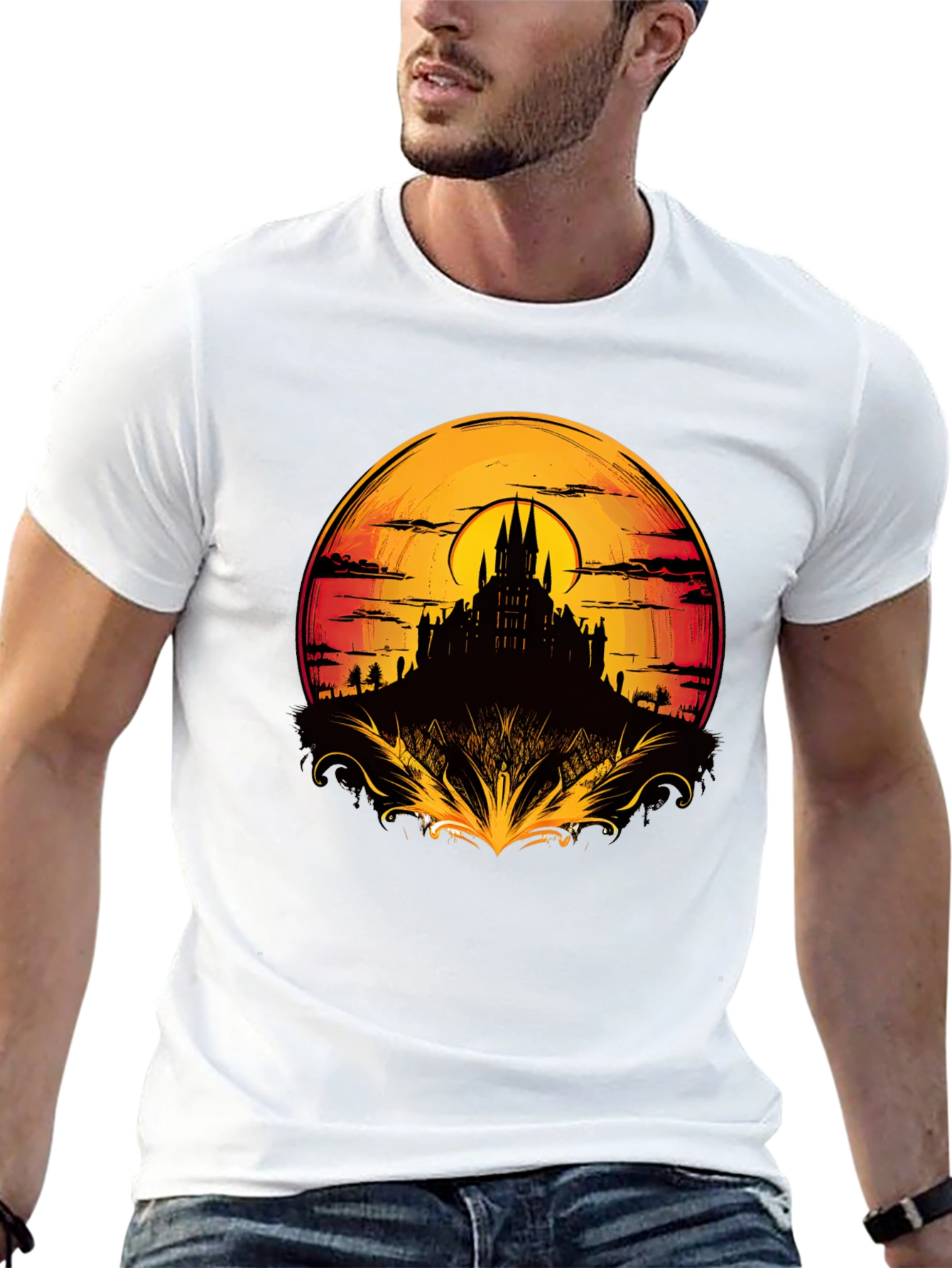 Medieval Castle Sunset Graphic Tee