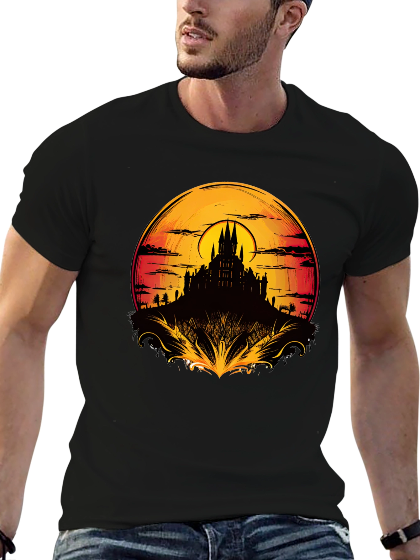 Medieval Castle Sunset Graphic Tee