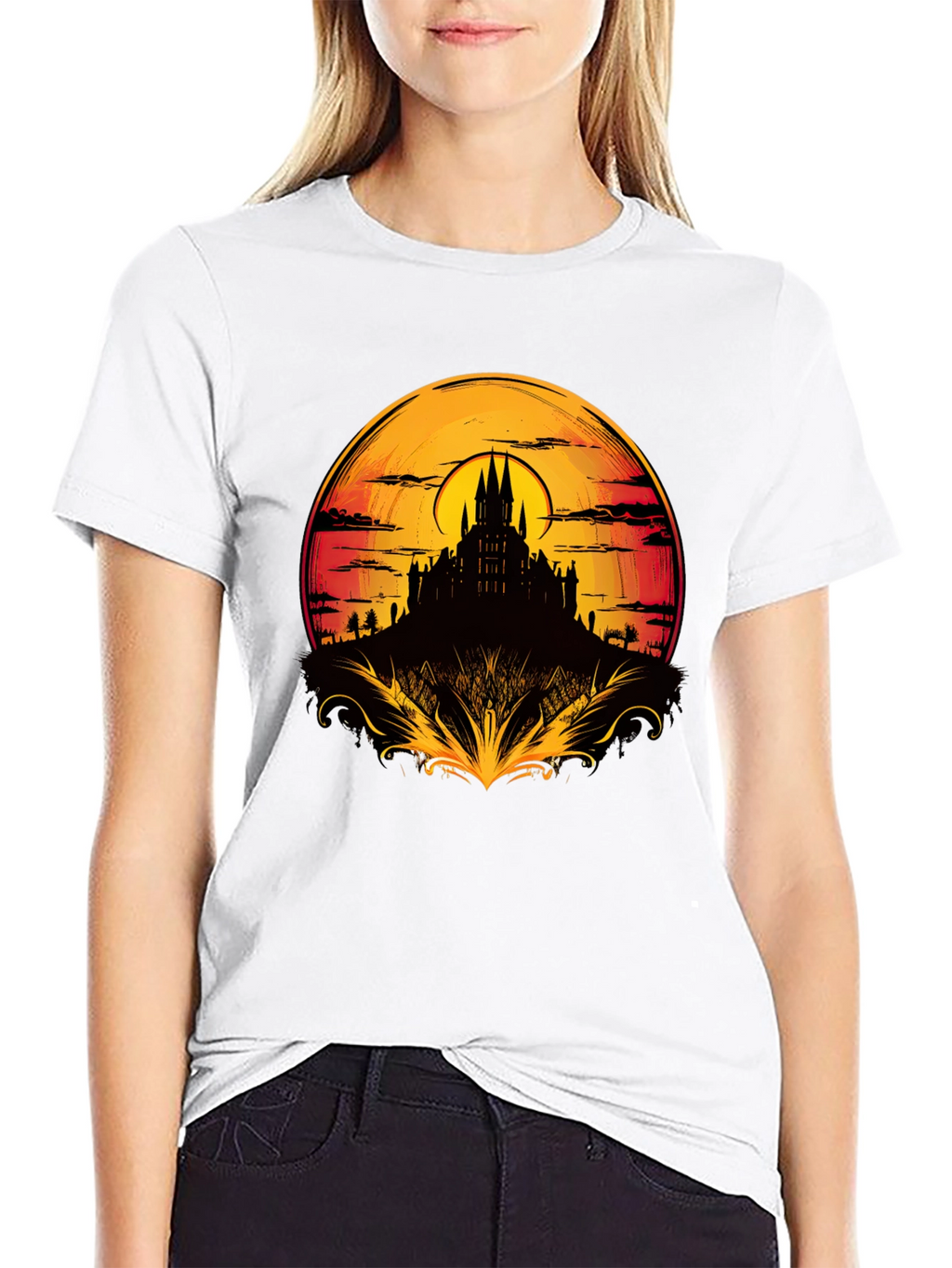 Medieval Castle Sunset Graphic Tee