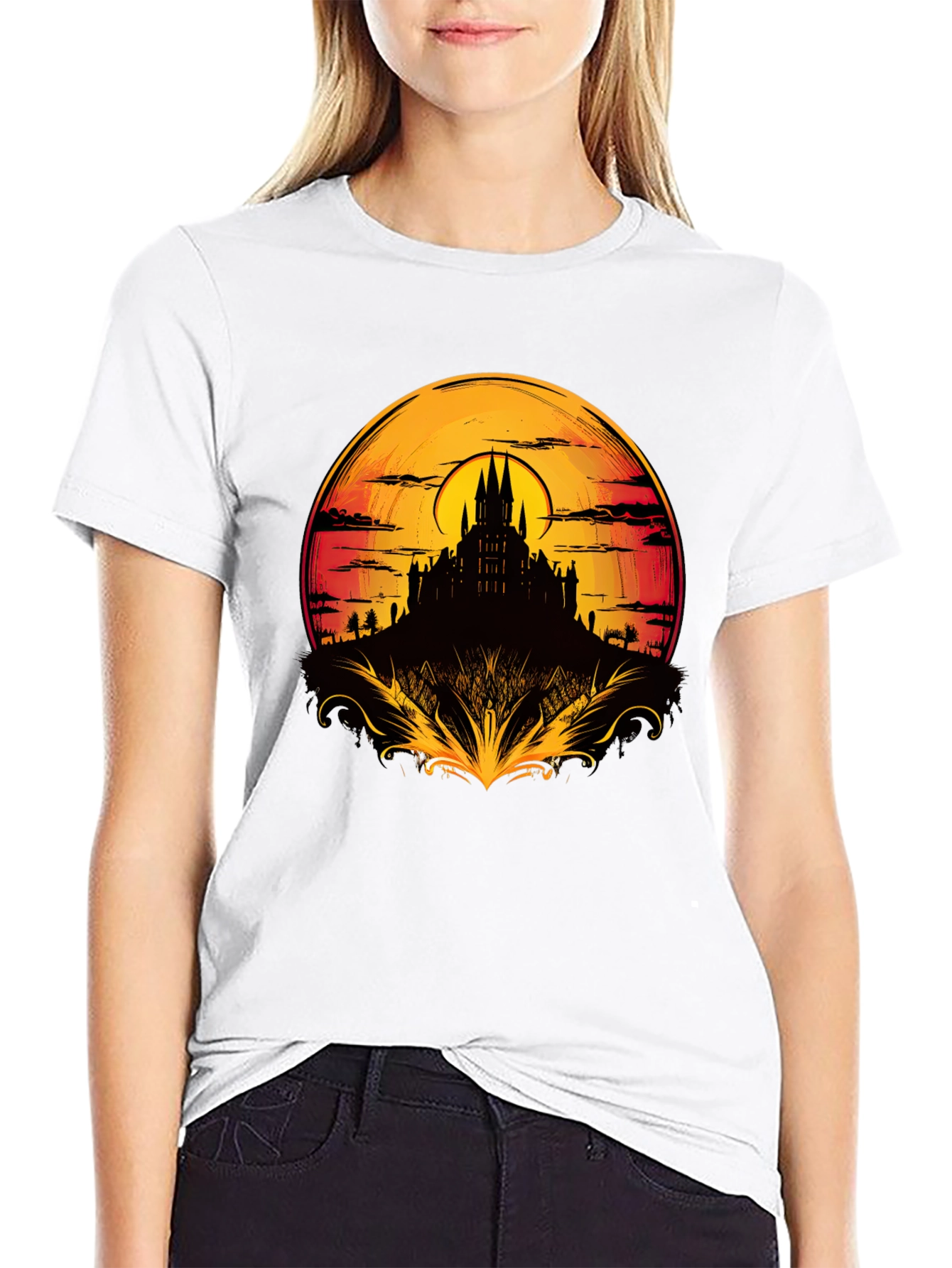Medieval Castle Sunset Graphic Tee