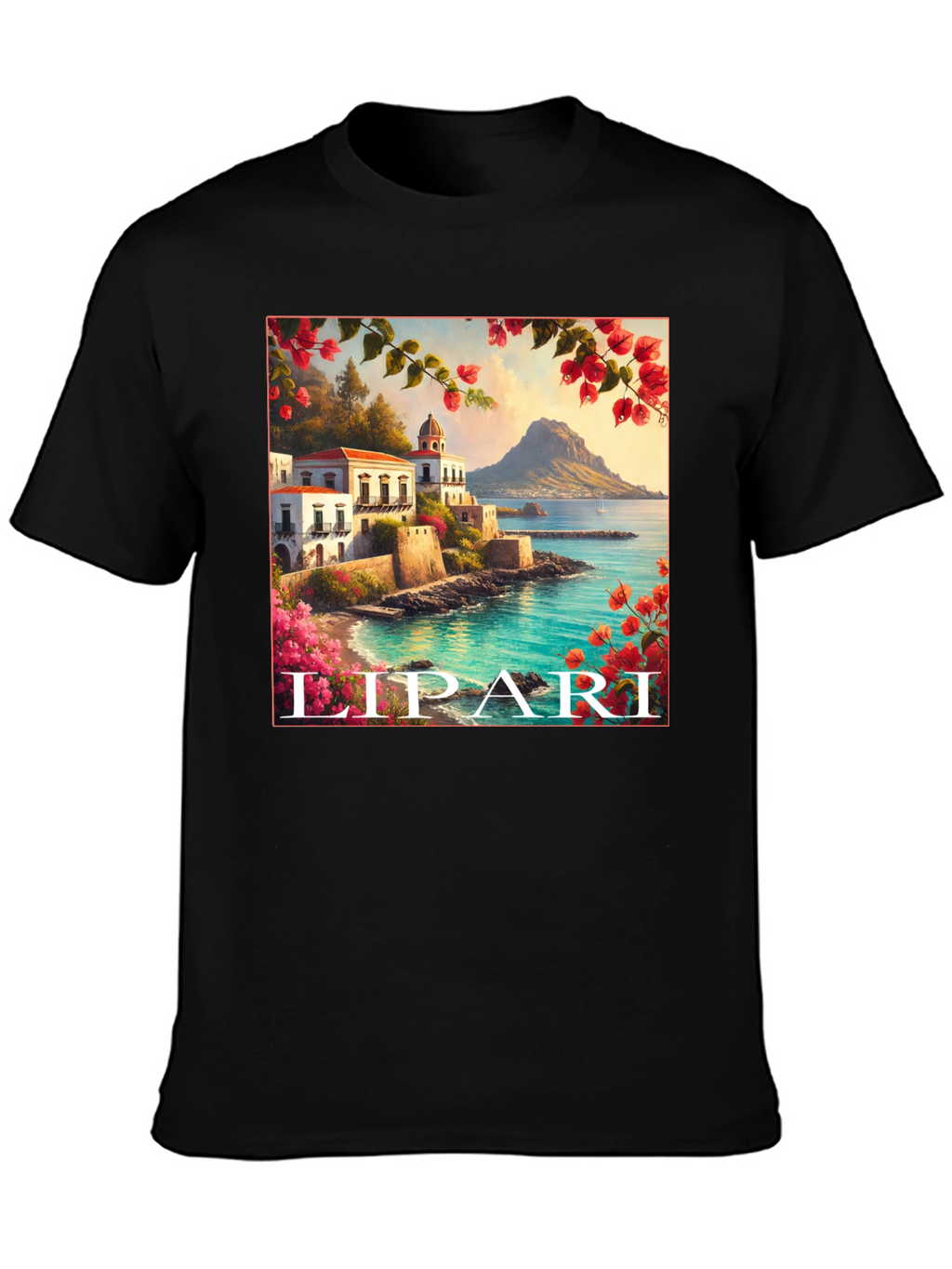 Lipari Island Graphic Tee - Black