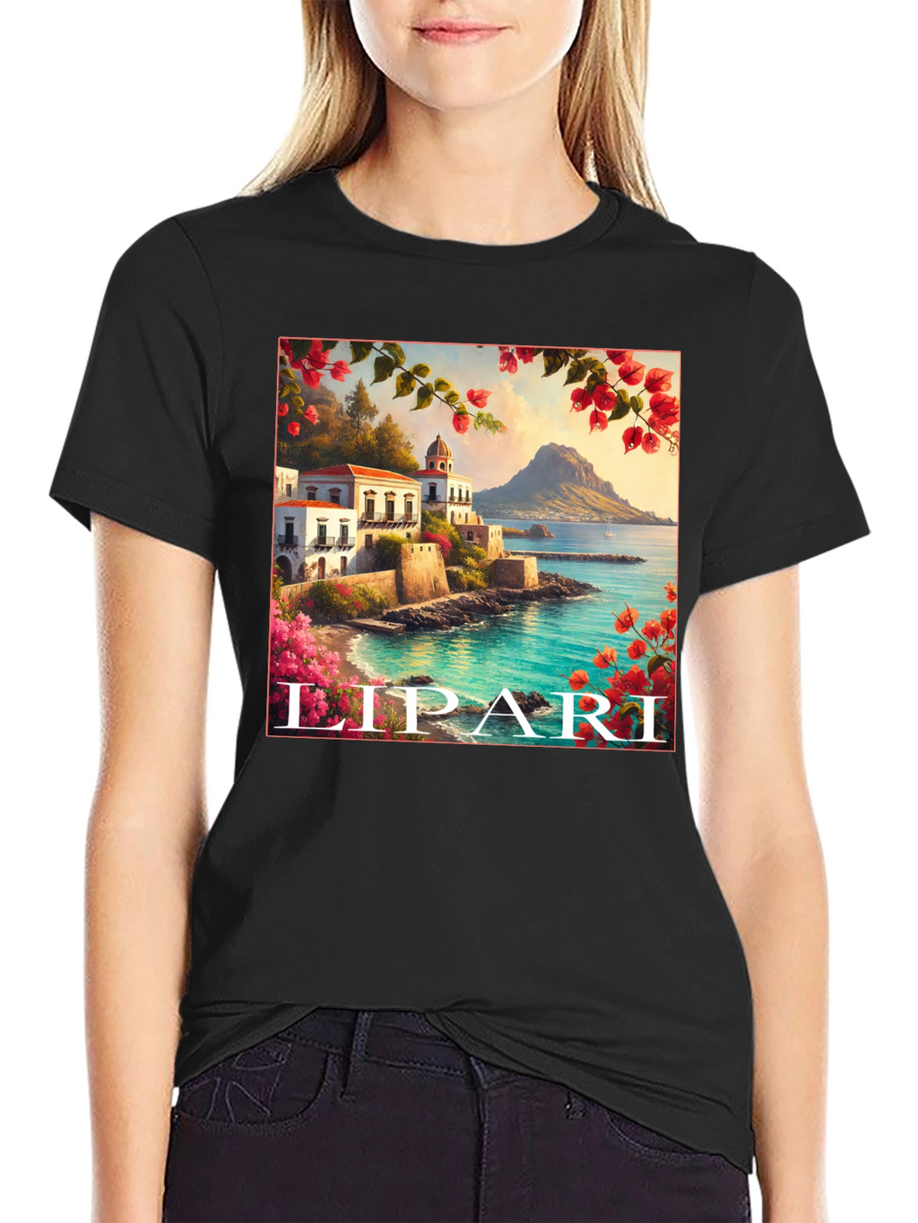 Lipari Island Graphic Tee - Black