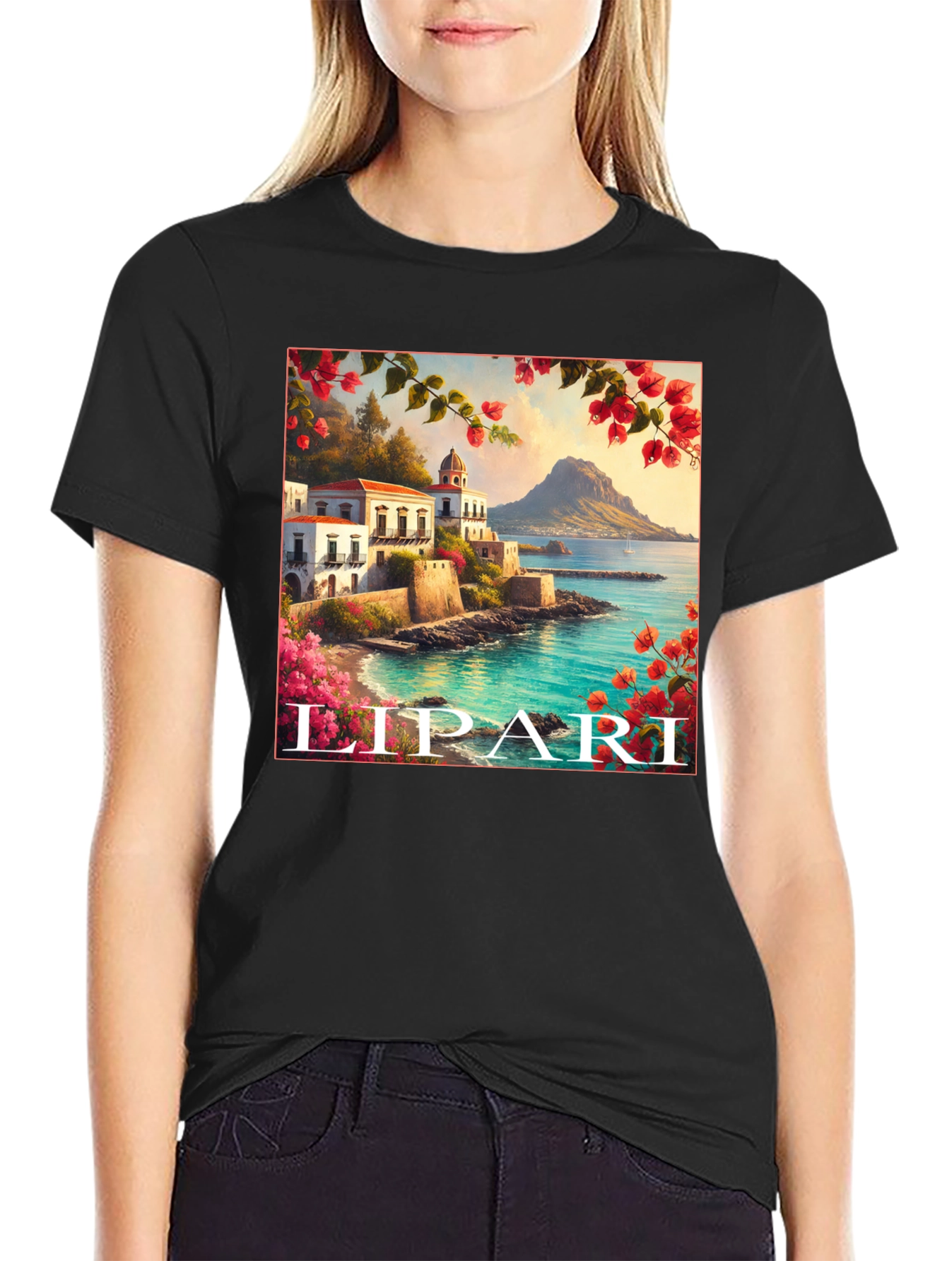 Lipari Island Graphic Tee - Black