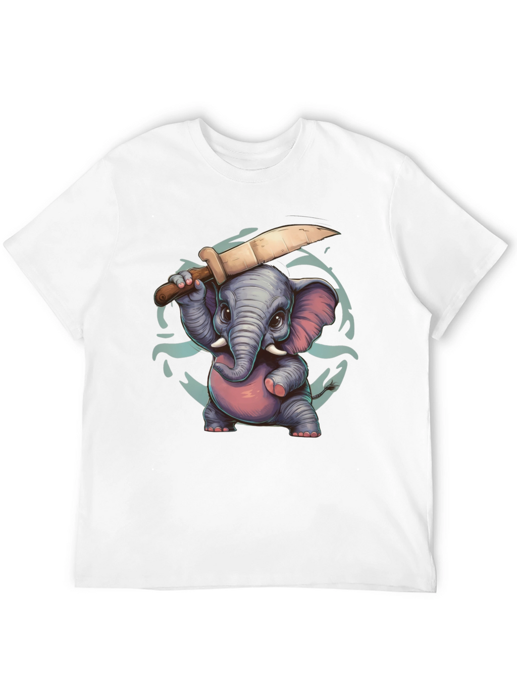 Cartoon Elephant with Knife Graphic Tee