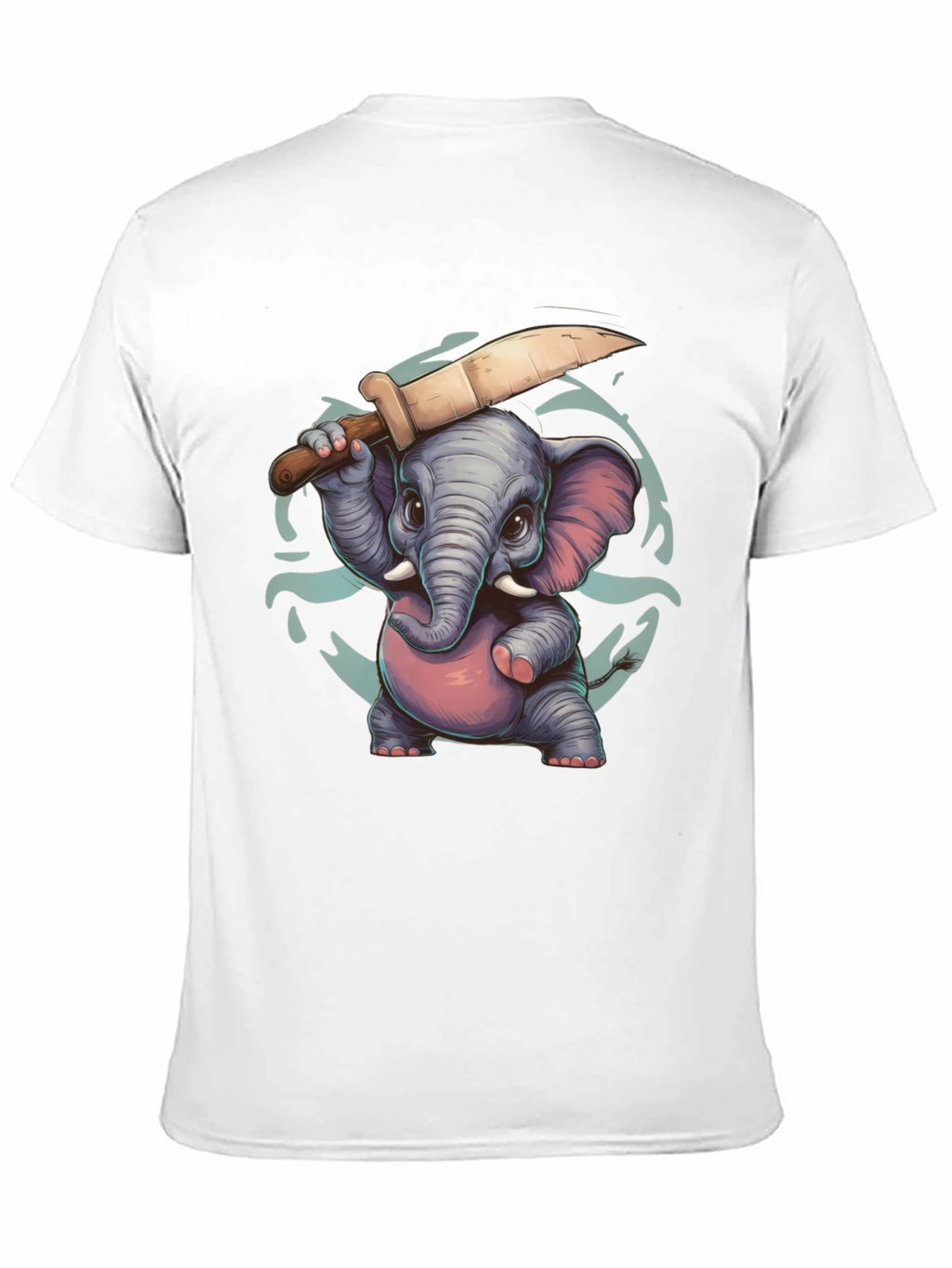 Cartoon Elephant with Knife Graphic Tee