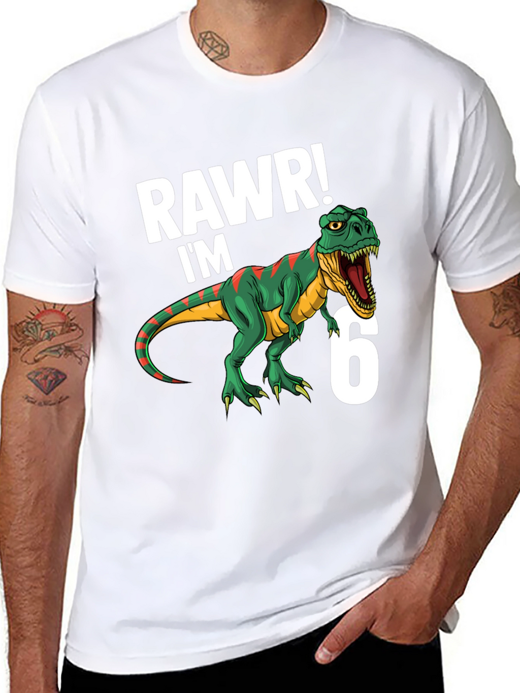 RAWR! Im 6! Dinosaur Birthday T-Shirt
