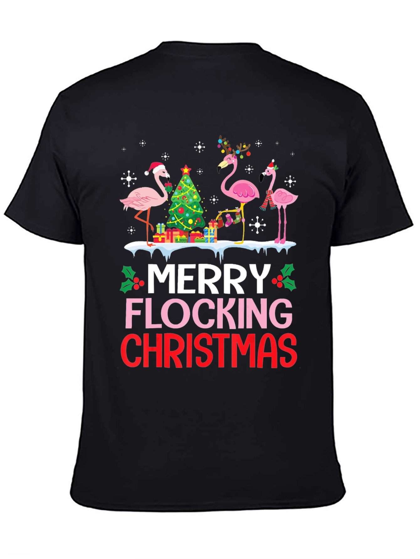 Merry Flocking Christmas Flamingo T-Shirt