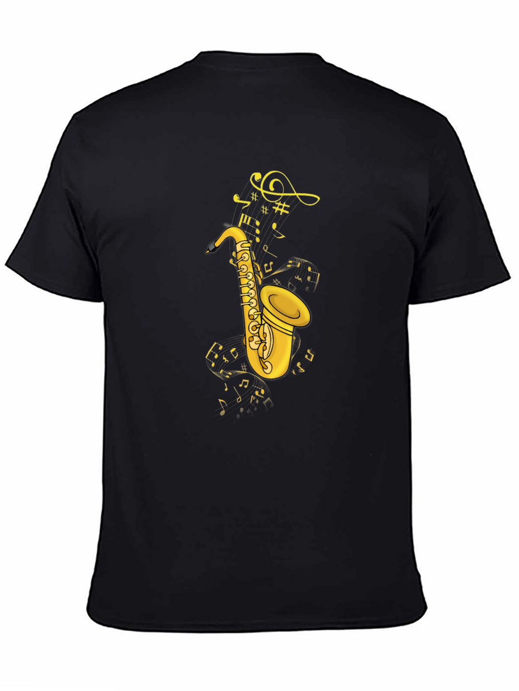 Saxophone & Notes Graphic Tee - Black