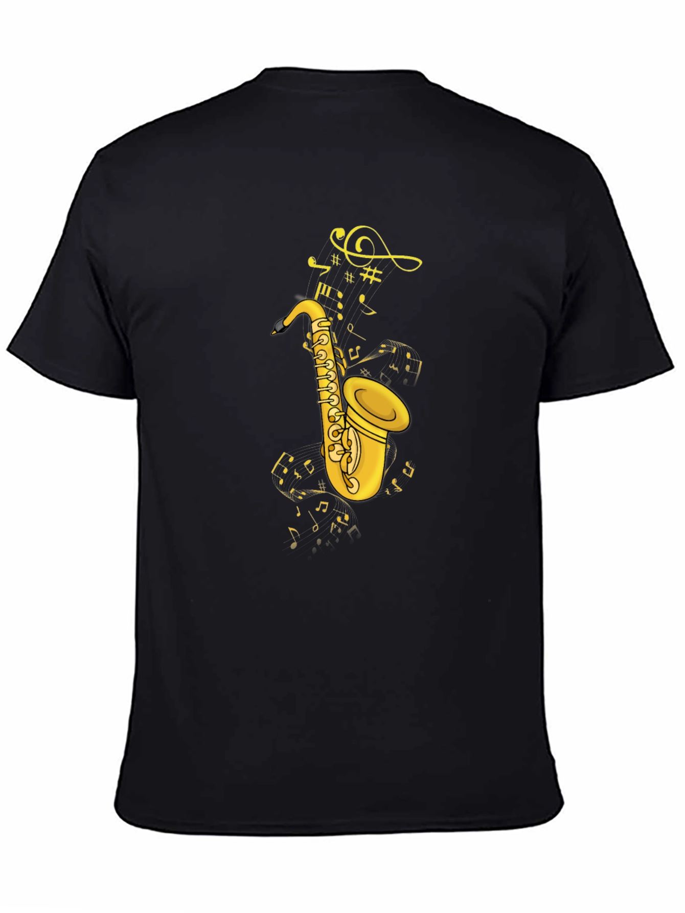 Saxophone & Notes Graphic Tee - Black