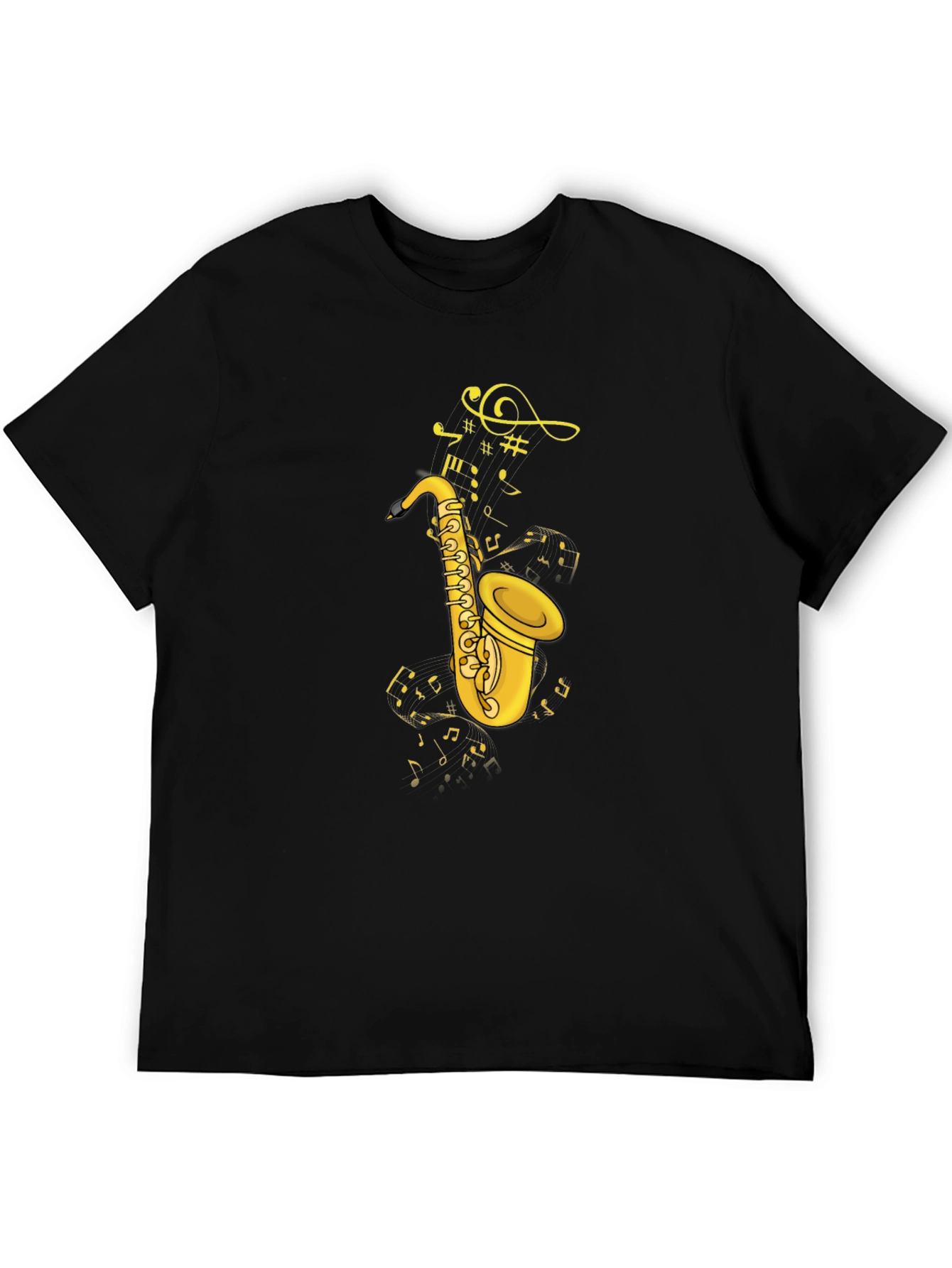 Saxophone & Notes Graphic Tee - Black