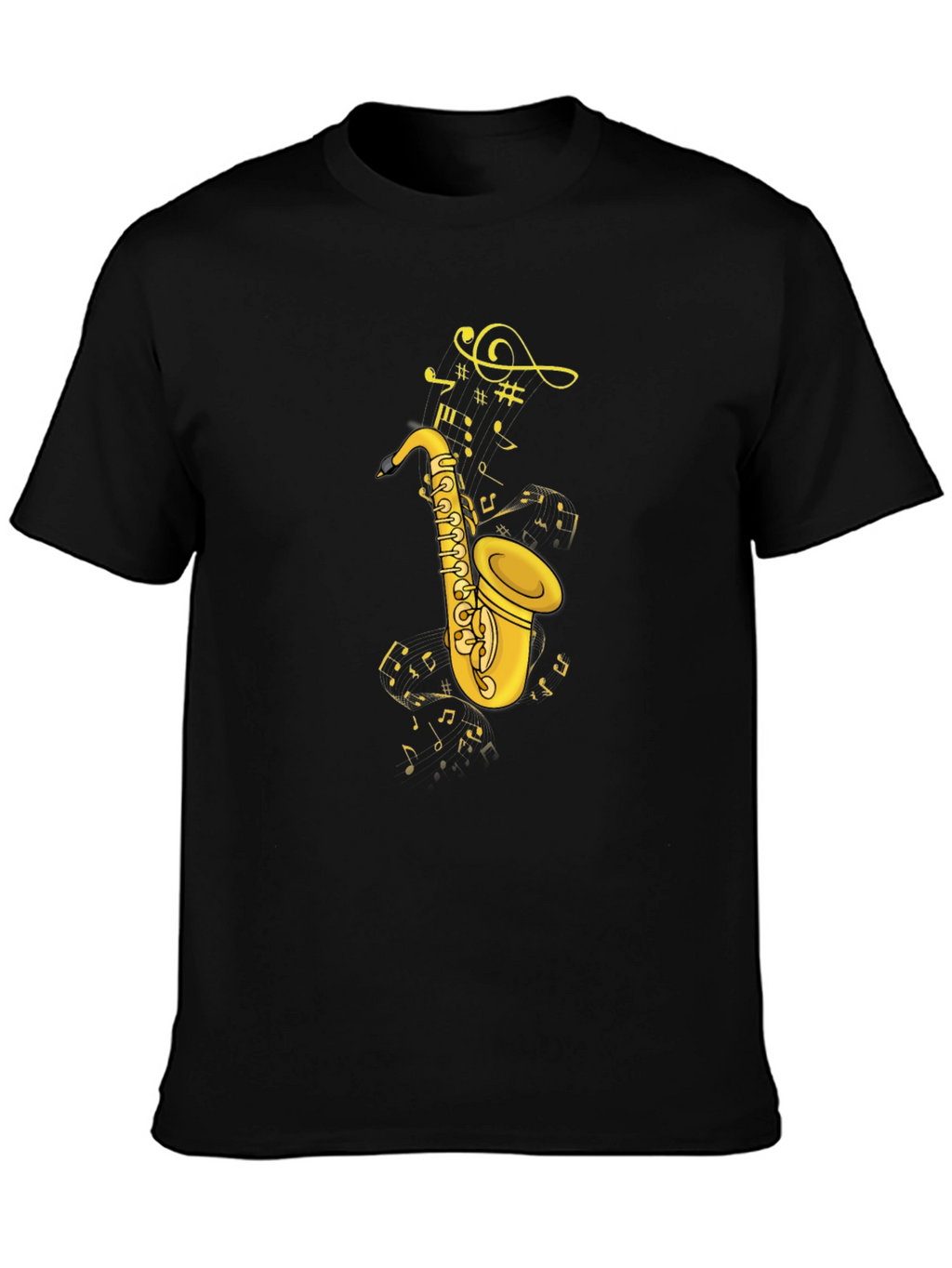 Saxophone & Notes Graphic Tee - Black