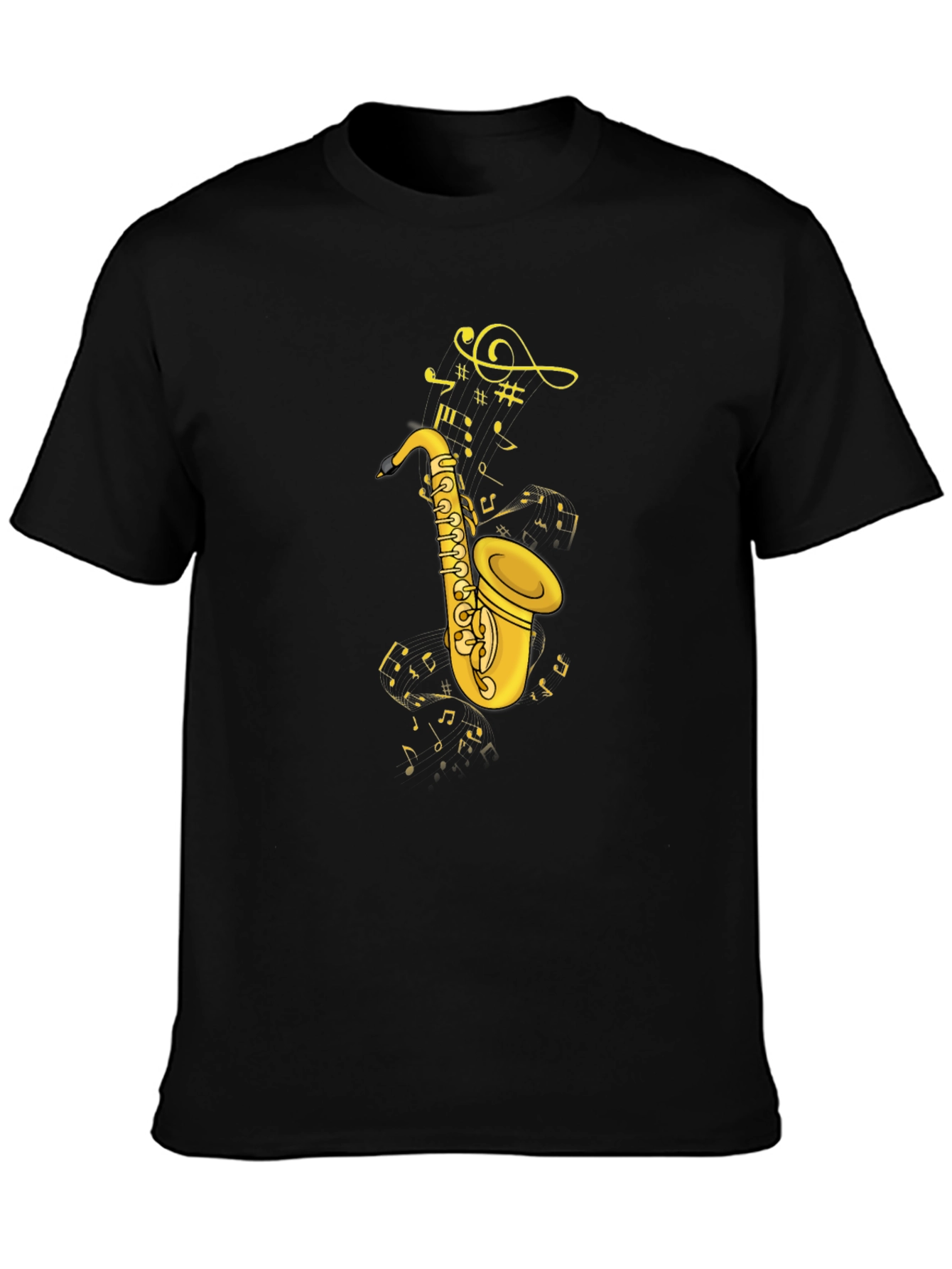 Saxophone & Notes Graphic Tee - Black