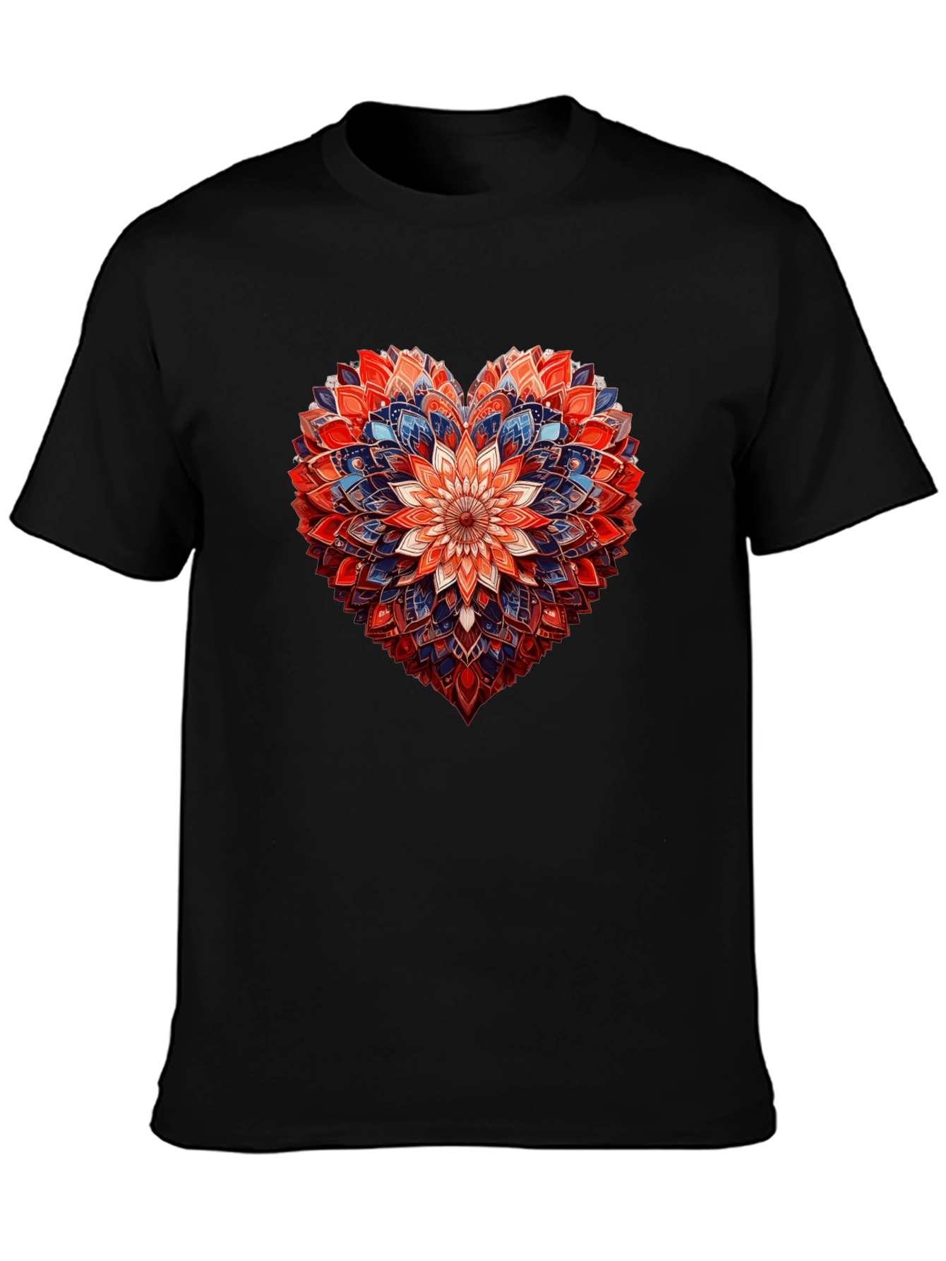 Floral Heart Graphic Black T-Shirt