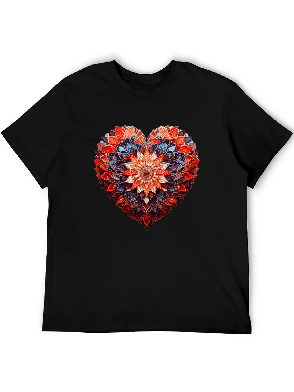 Floral Heart Graphic Black T-Shirt