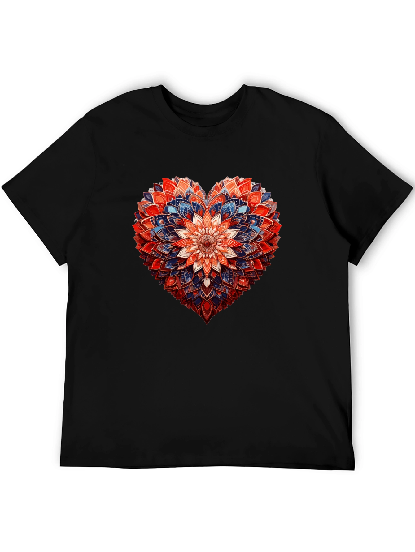 Floral Heart Graphic Black T-Shirt