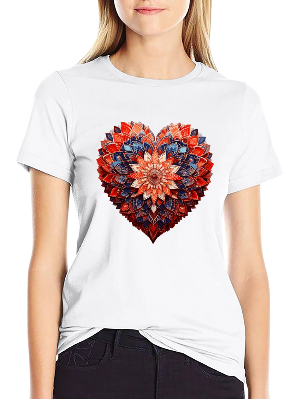 Floral Heart Graphic Black T-Shirt