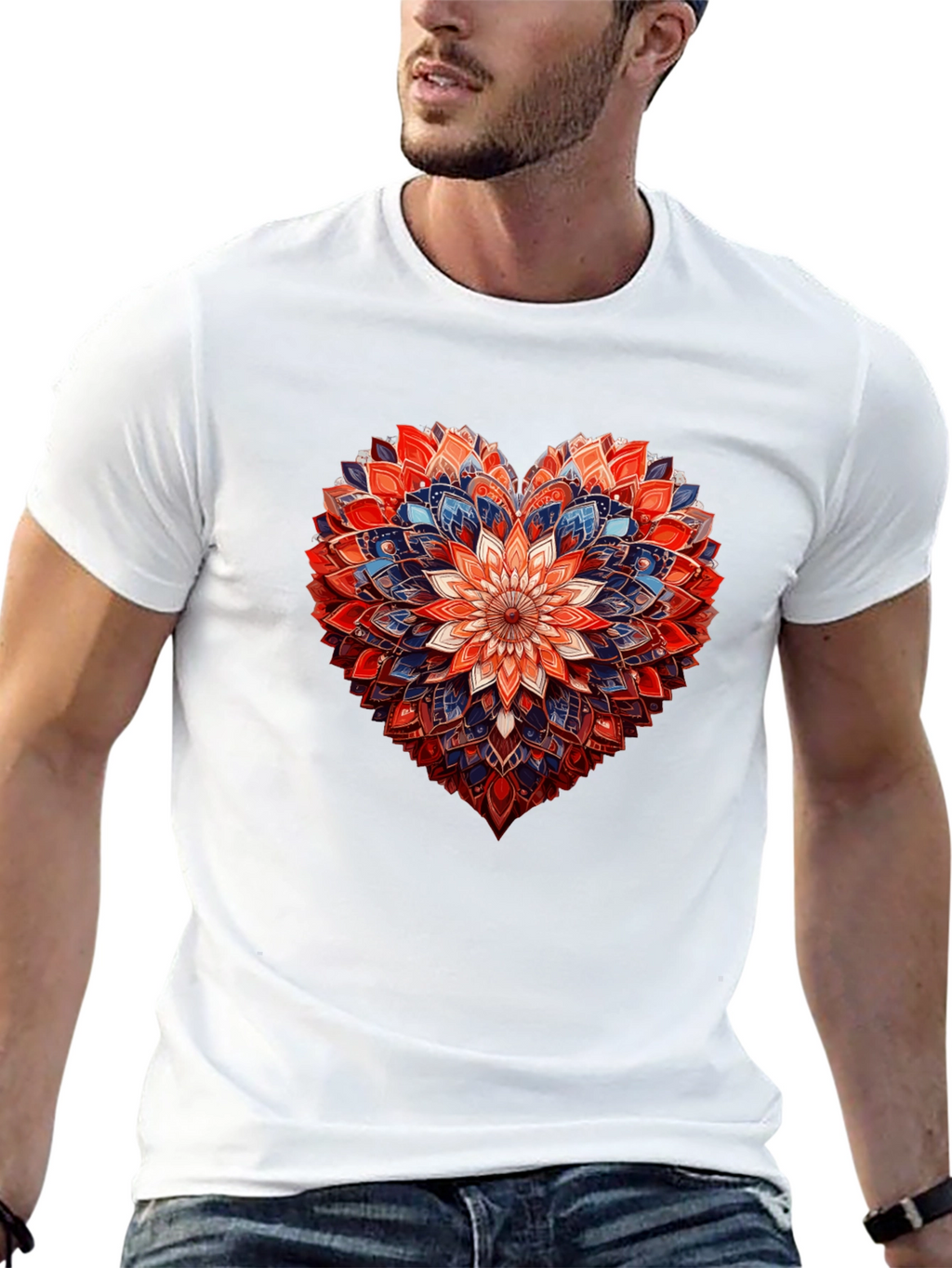 Floral Heart Graphic Black T-Shirt