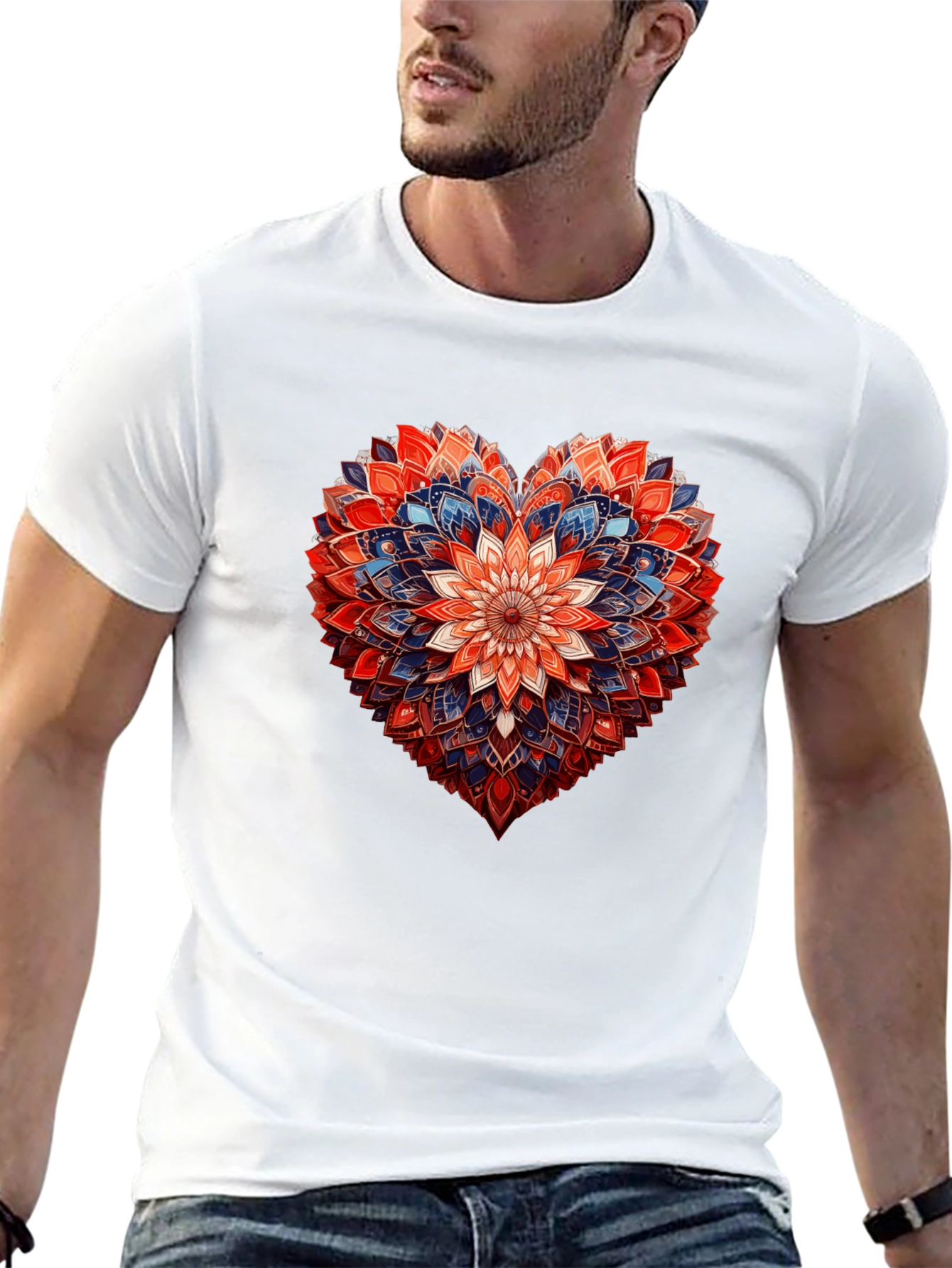 Floral Heart Graphic Black T-Shirt
