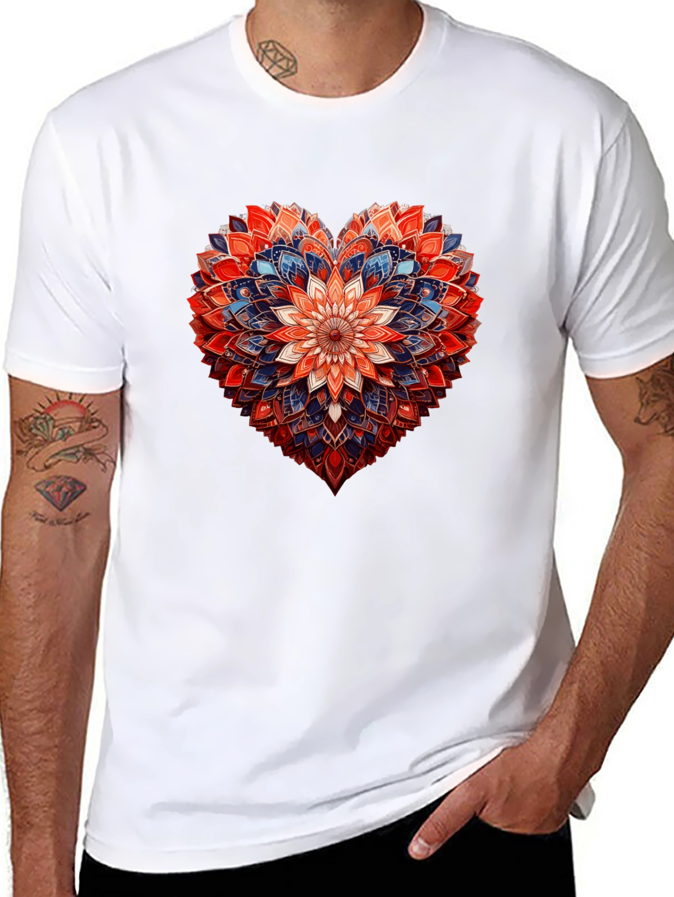 Floral Heart Graphic Black T-Shirt