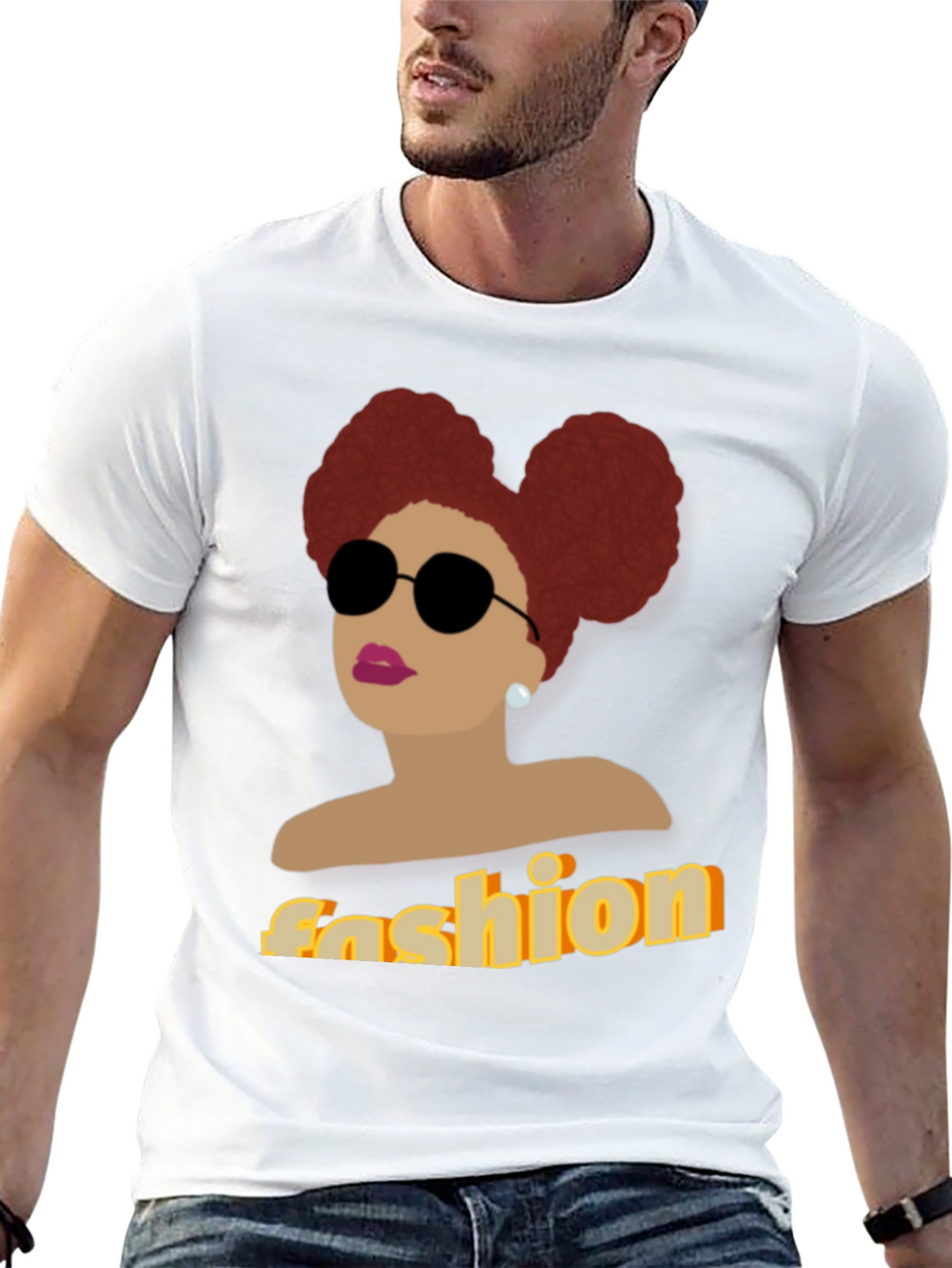 Fashion Afro Woman Graphic Black T-Shirt
