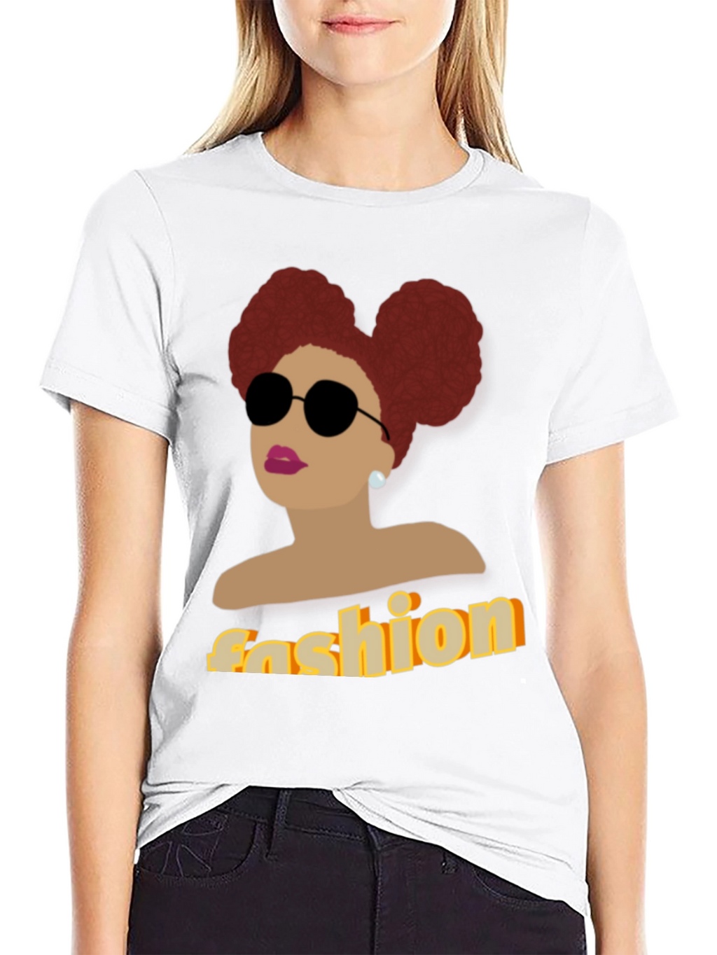 Fashion Afro Woman Graphic Black T-Shirt