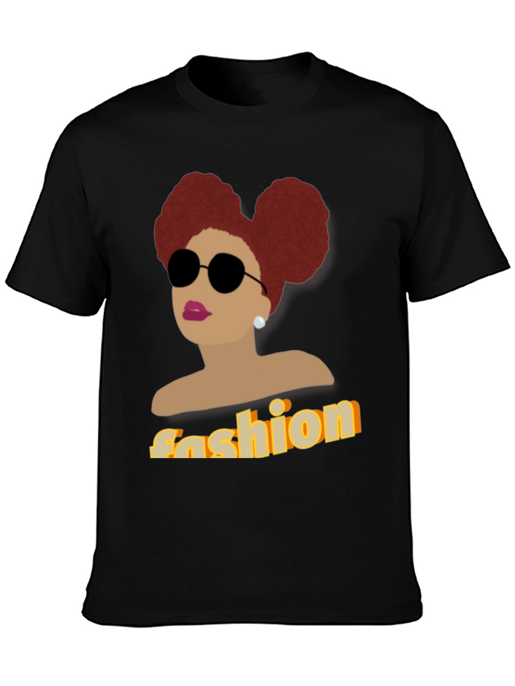 Fashion Afro Woman Graphic Black T-Shirt
