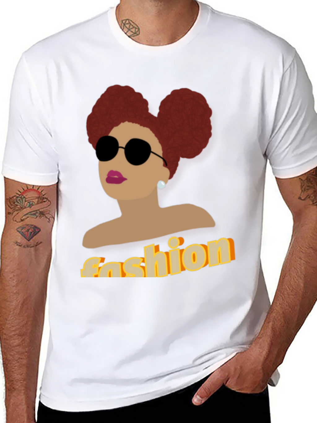 Fashion Afro Woman Graphic Black T-Shirt