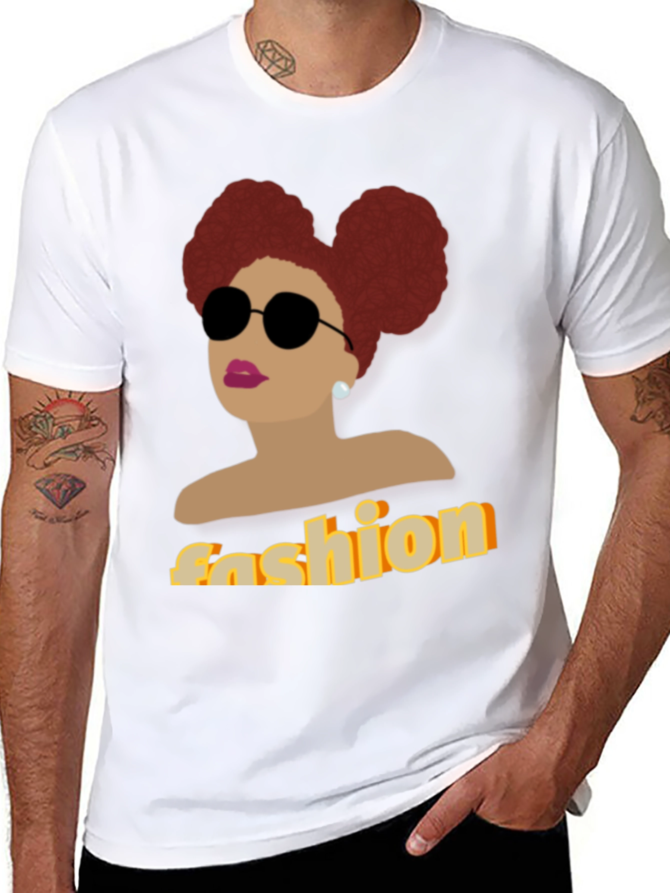 Fashion Afro Woman Graphic Black T-Shirt