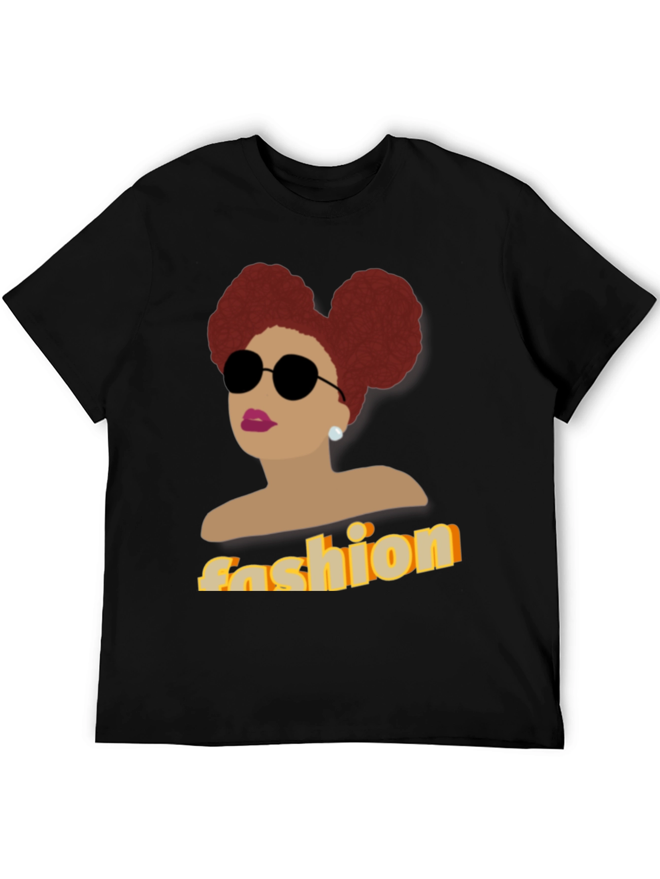 Fashion Afro Woman Graphic Black T-Shirt