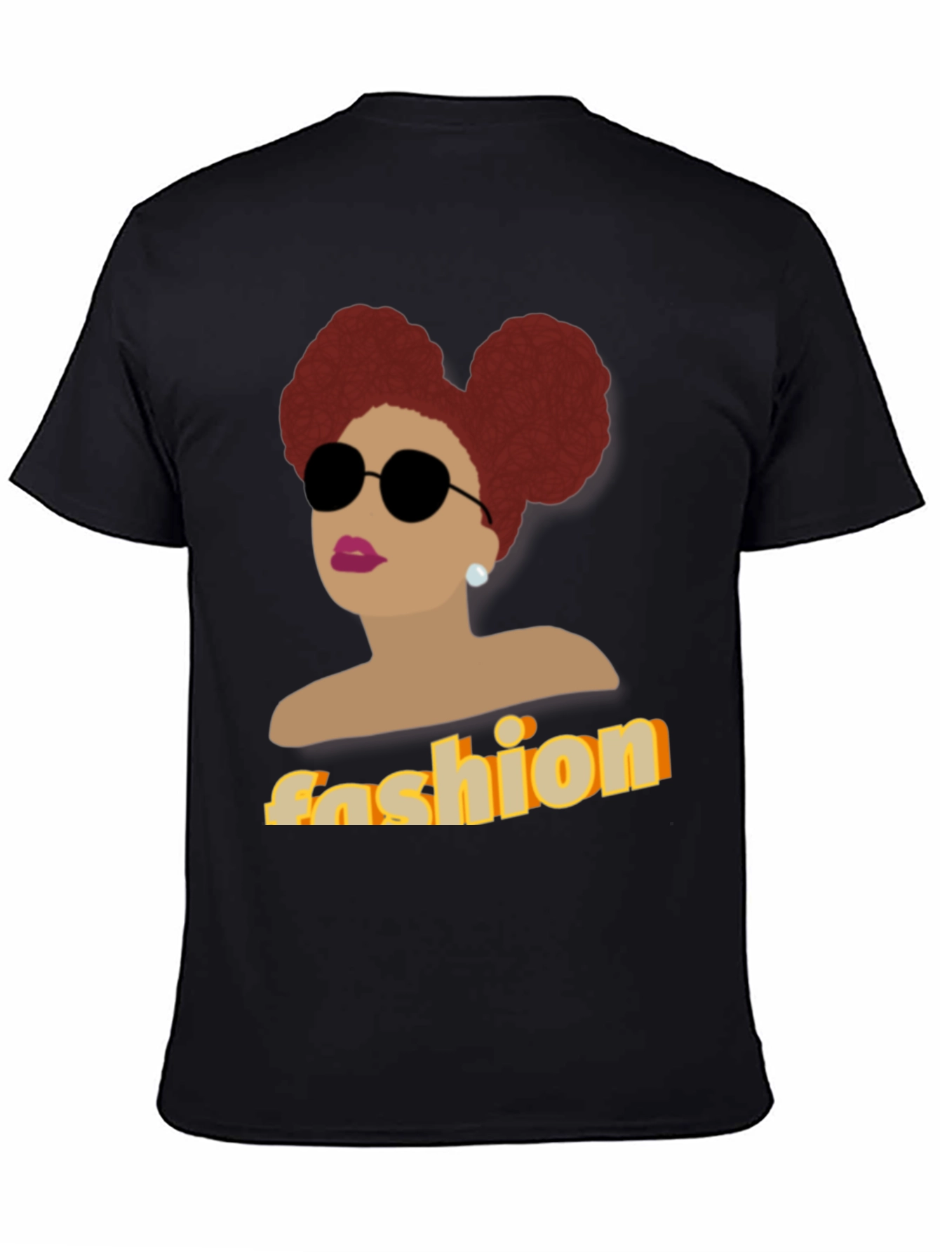 Fashion Afro Woman Graphic Black T-Shirt