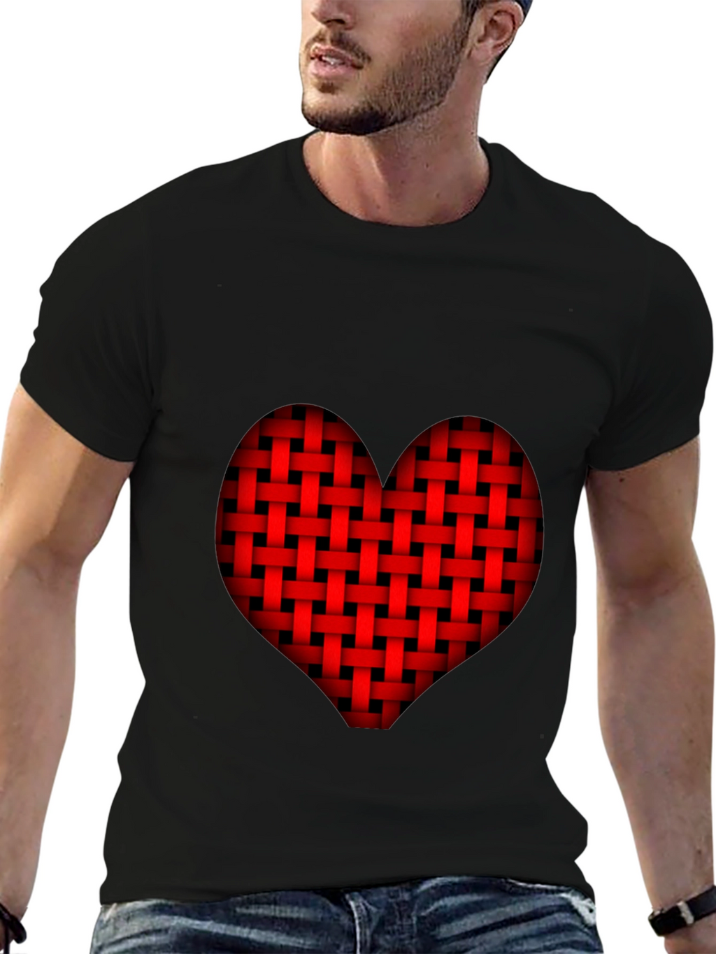 Woven Heart Graphic Tee - Black