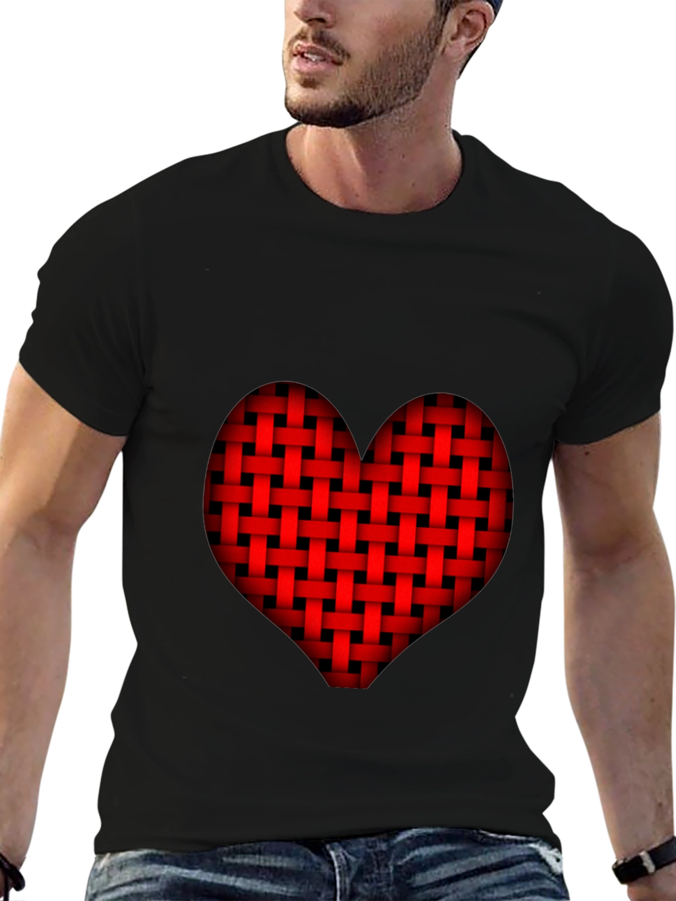 Woven Heart Graphic Tee - Black