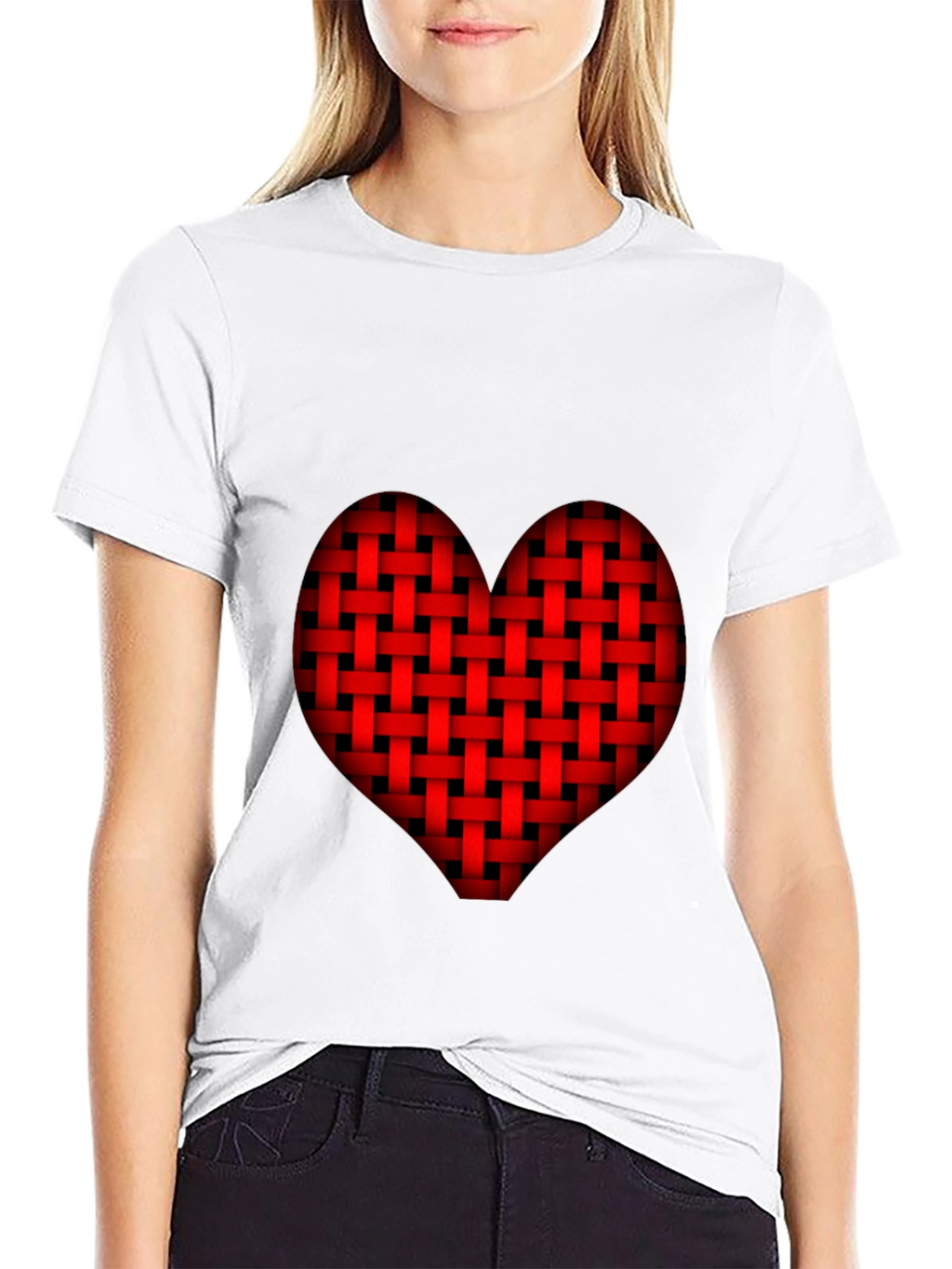 Woven Heart Graphic Tee - Black