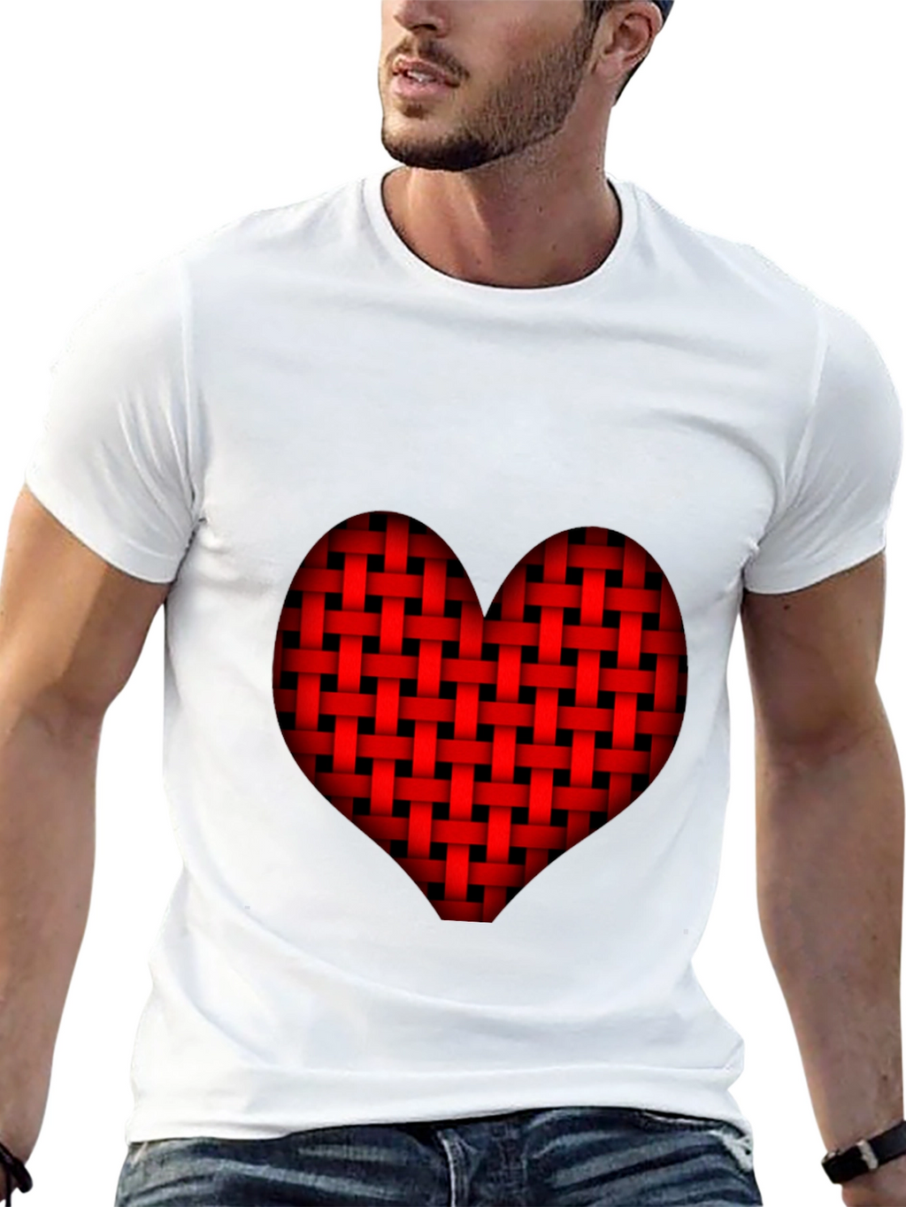 Woven Heart Graphic Tee - Black