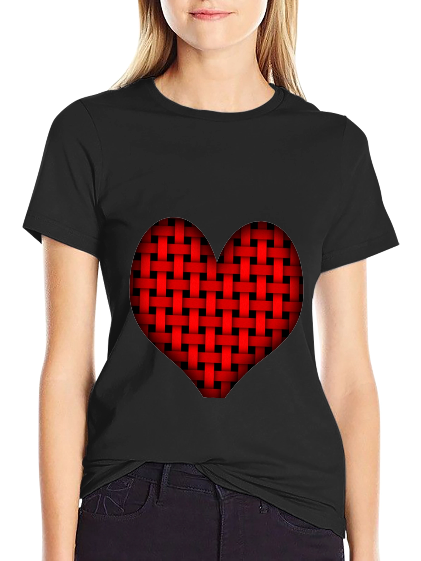 Woven Heart Graphic Tee - Black